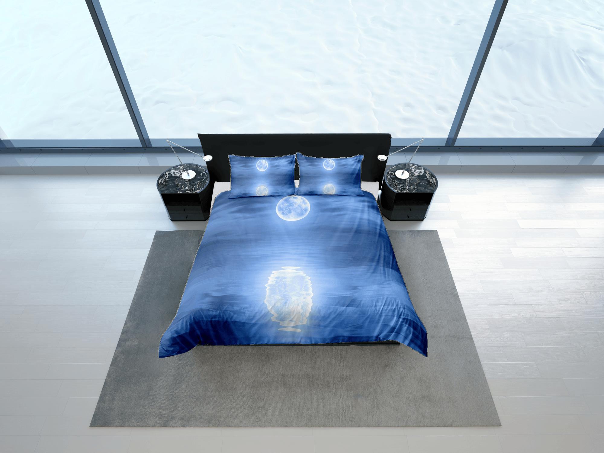 daintyduvet Full Moon Over the Sea Duvet Cover Set Colorful Bedspread, Dorm Bedding Pillowcase