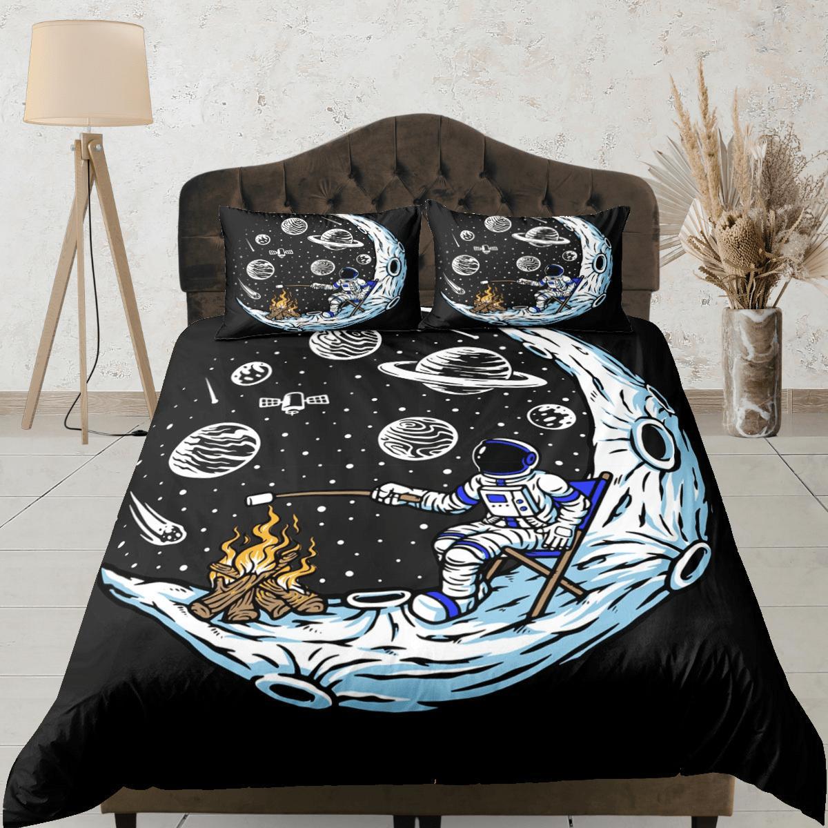 daintyduvet Galaxy Astronaut Space Bonfire Duvet Cover Set Bedspread, Kids Bedding & Pillowcase