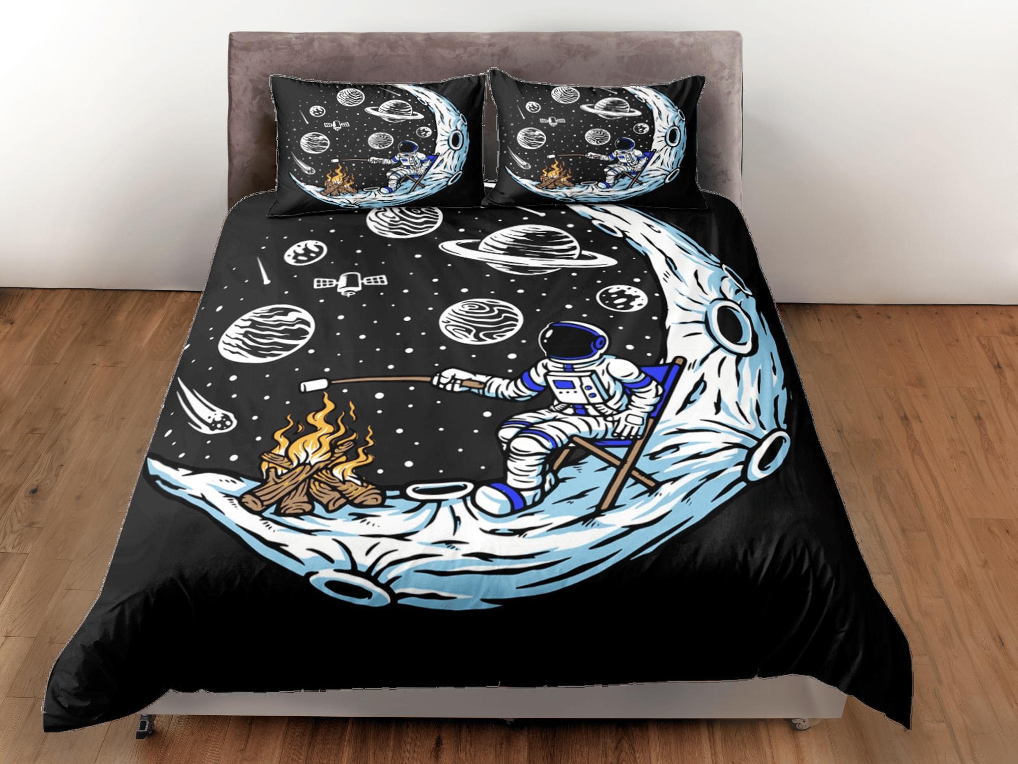 daintyduvet Galaxy Astronaut Space Bonfire Duvet Cover Set Bedspread, Kids Bedding & Pillowcase
