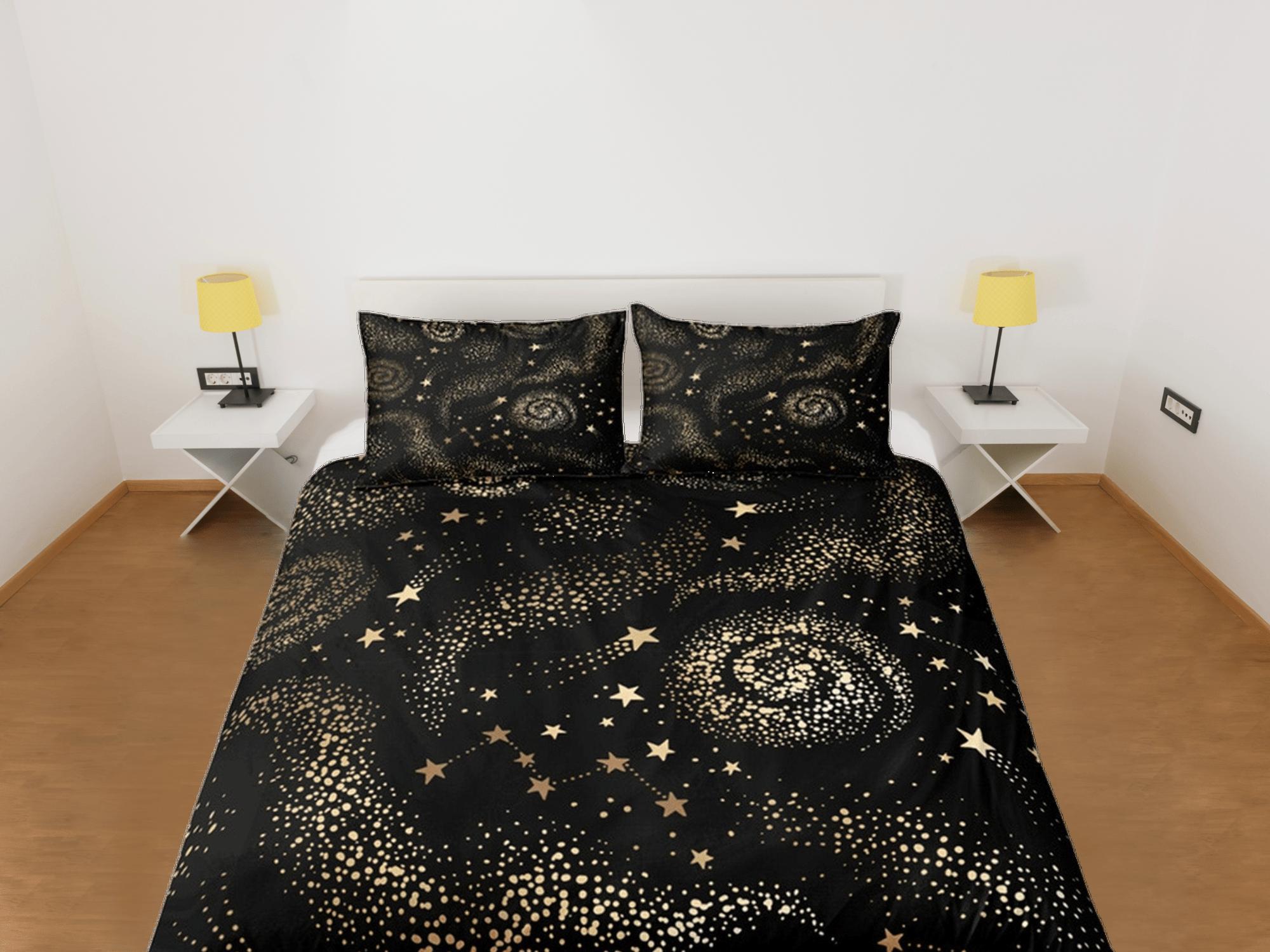 daintyduvet Galaxy Black Duvet Cover Set Starry Night Bedspread, Dorm Bedding with Pillowcase