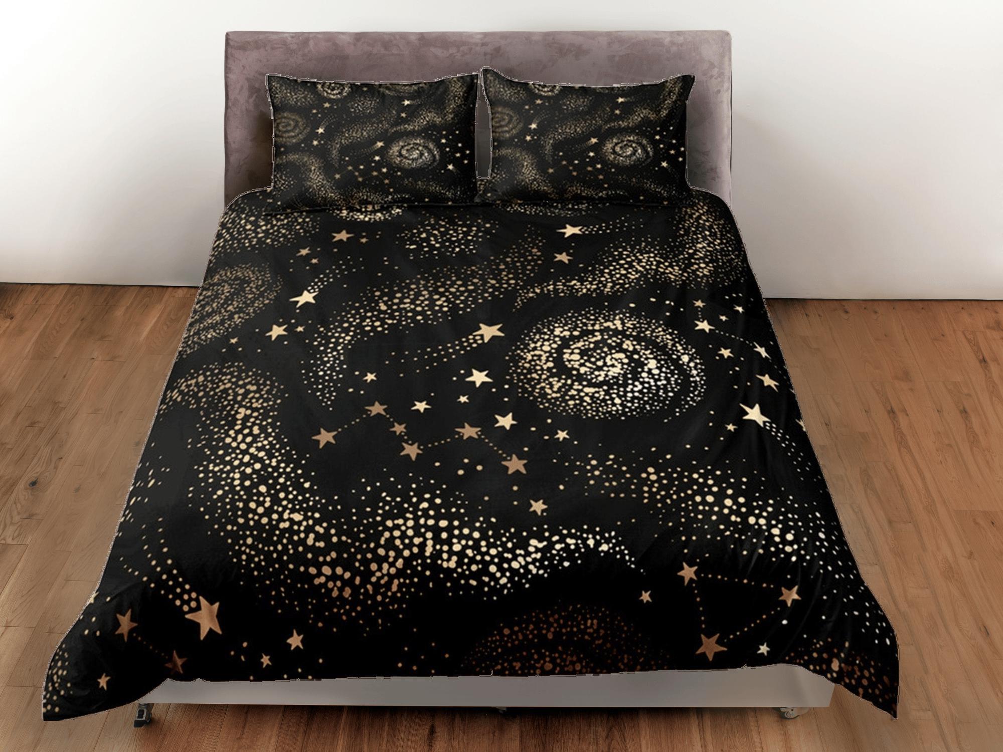 daintyduvet Galaxy Black Duvet Cover Set Starry Night Bedspread, Dorm Bedding with Pillowcase
