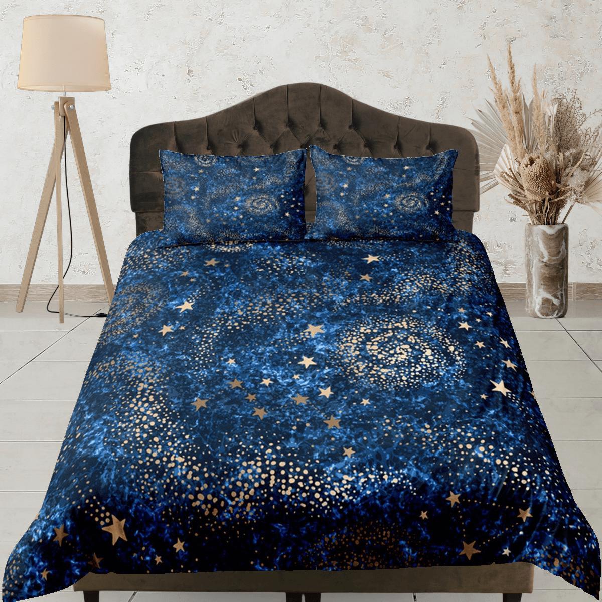 daintyduvet Galaxy Blue Duvet Cover Set Starry Night Bedspread, Dorm Bedding with Pillowcase