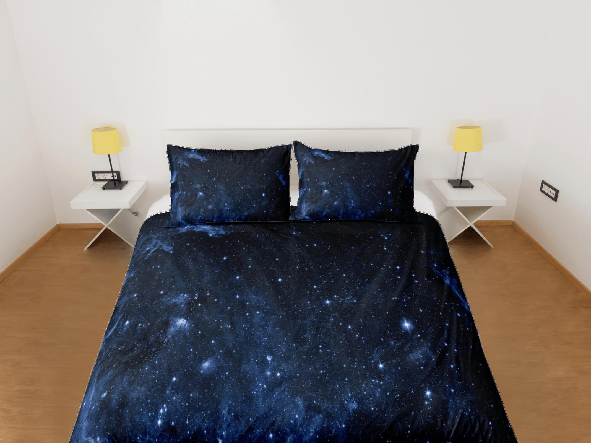 daintyduvet Galaxy dark blue bedding, 3D outer space bedding set full, cosmic duvet cover king, queen, dorm bedding, toddler bedding aesthetic duvet