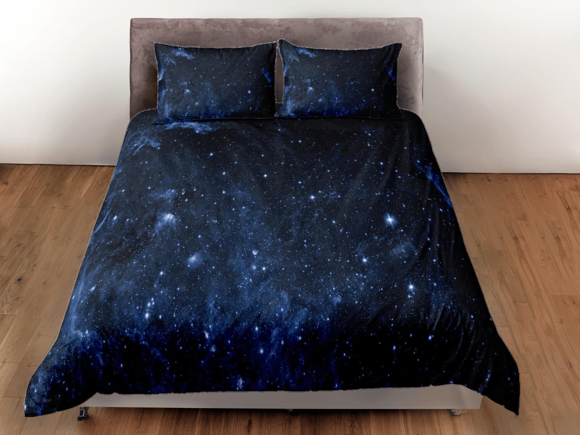 daintyduvet Galaxy dark blue bedding, 3D outer space bedding set full, cosmic duvet cover king, queen, dorm bedding, toddler bedding aesthetic duvet