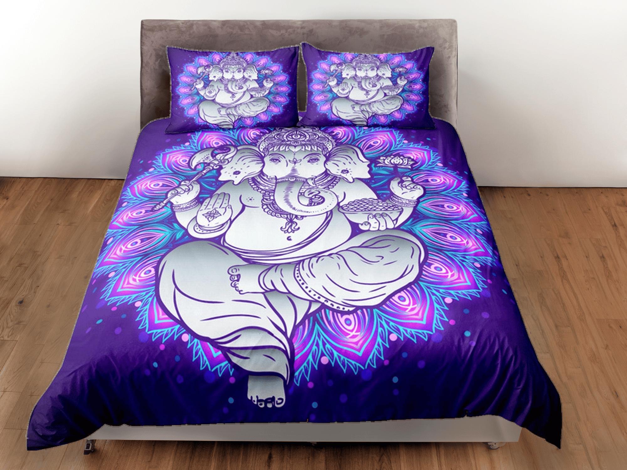 daintyduvet Ganesha Duvet Cover Set Elephant Decor, Indian Decor Hindu Gift Bedding Set, Bedding