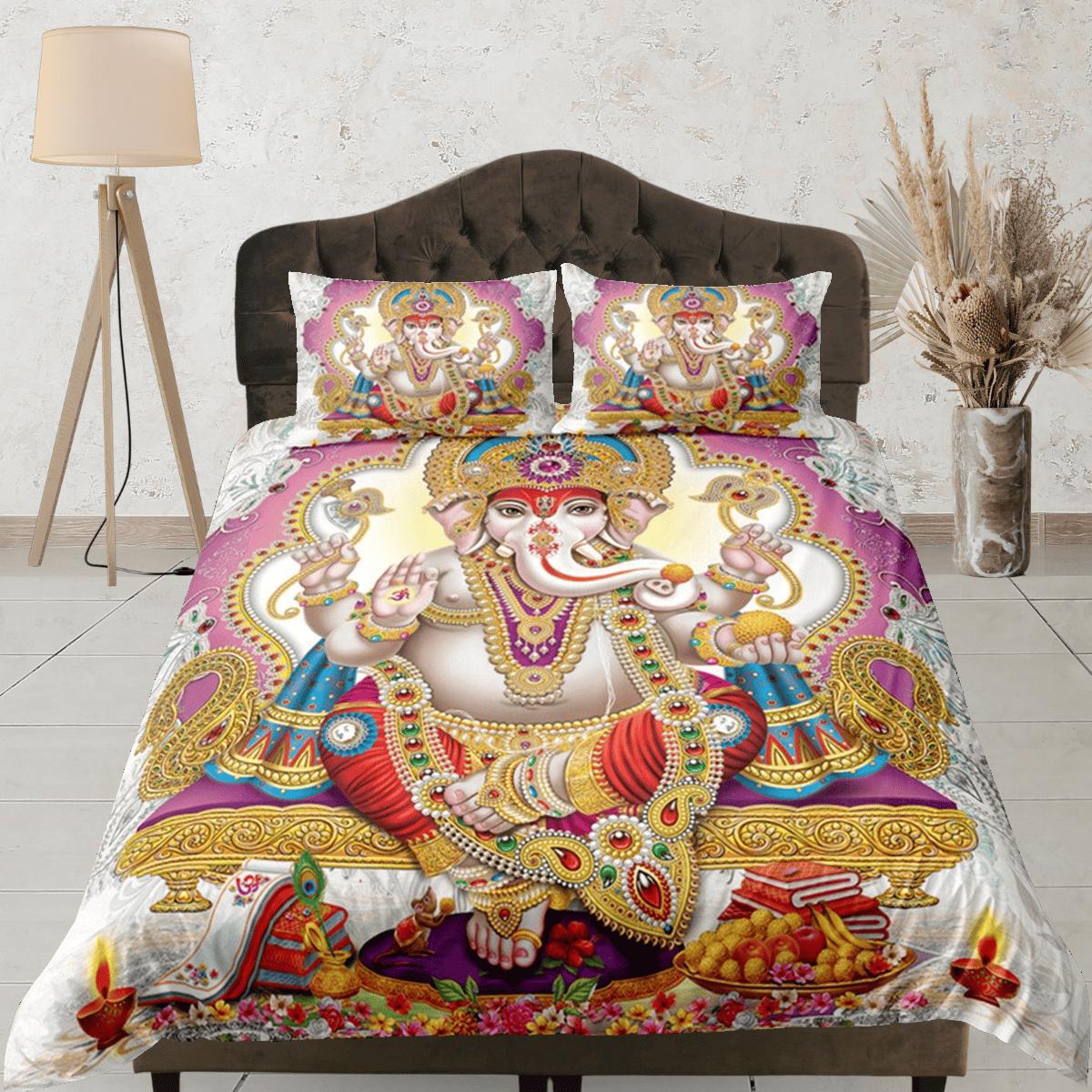 daintyduvet Ganesha Duvet Cover Set Indian Decor, Bedspread Elephant Gift Bedding Set