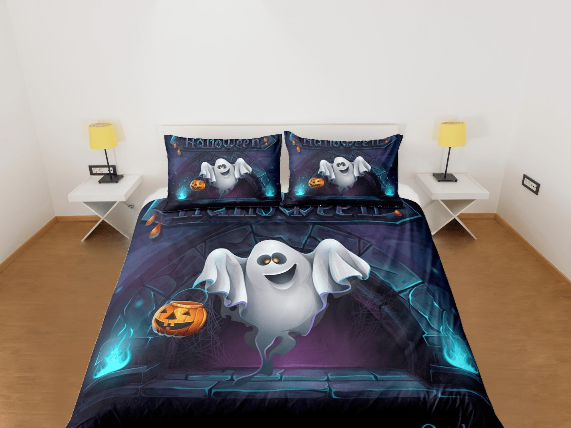daintyduvet Ghost and pumpkin halloween bedding & pillowcase, gothic duvet cover, dorm bedding, goth decor toddler bedding, halloween gift