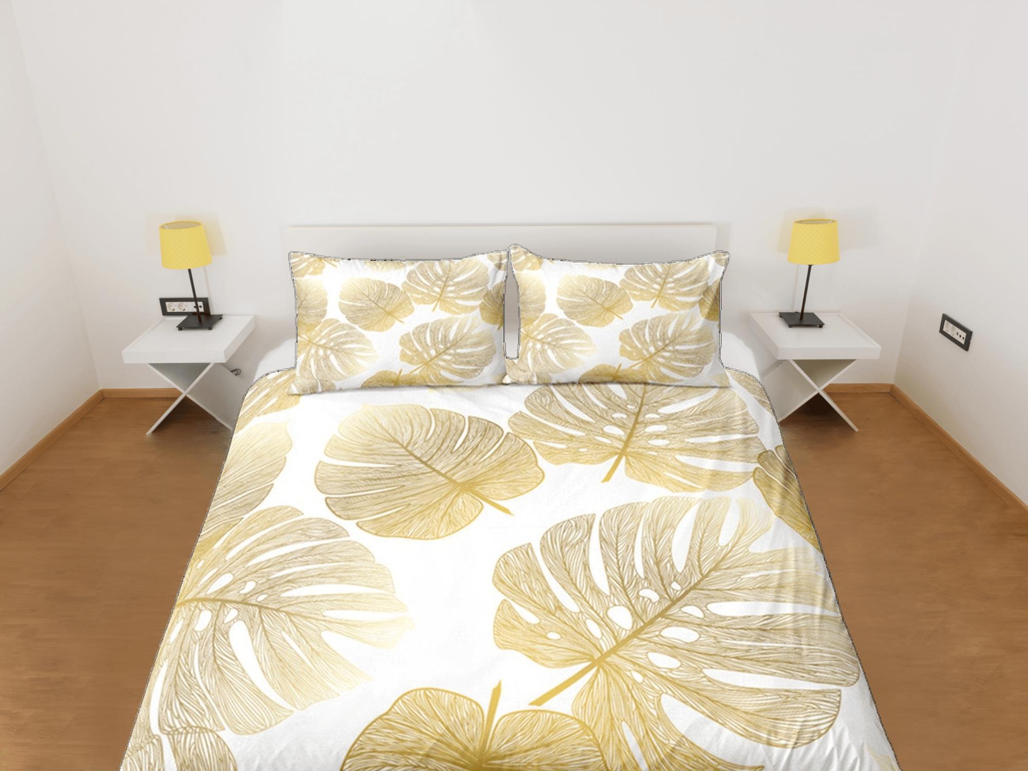 daintyduvet Gold Tropical Duvet Cover Set, Bedspread Dorm Bedding, Summer Bedroom