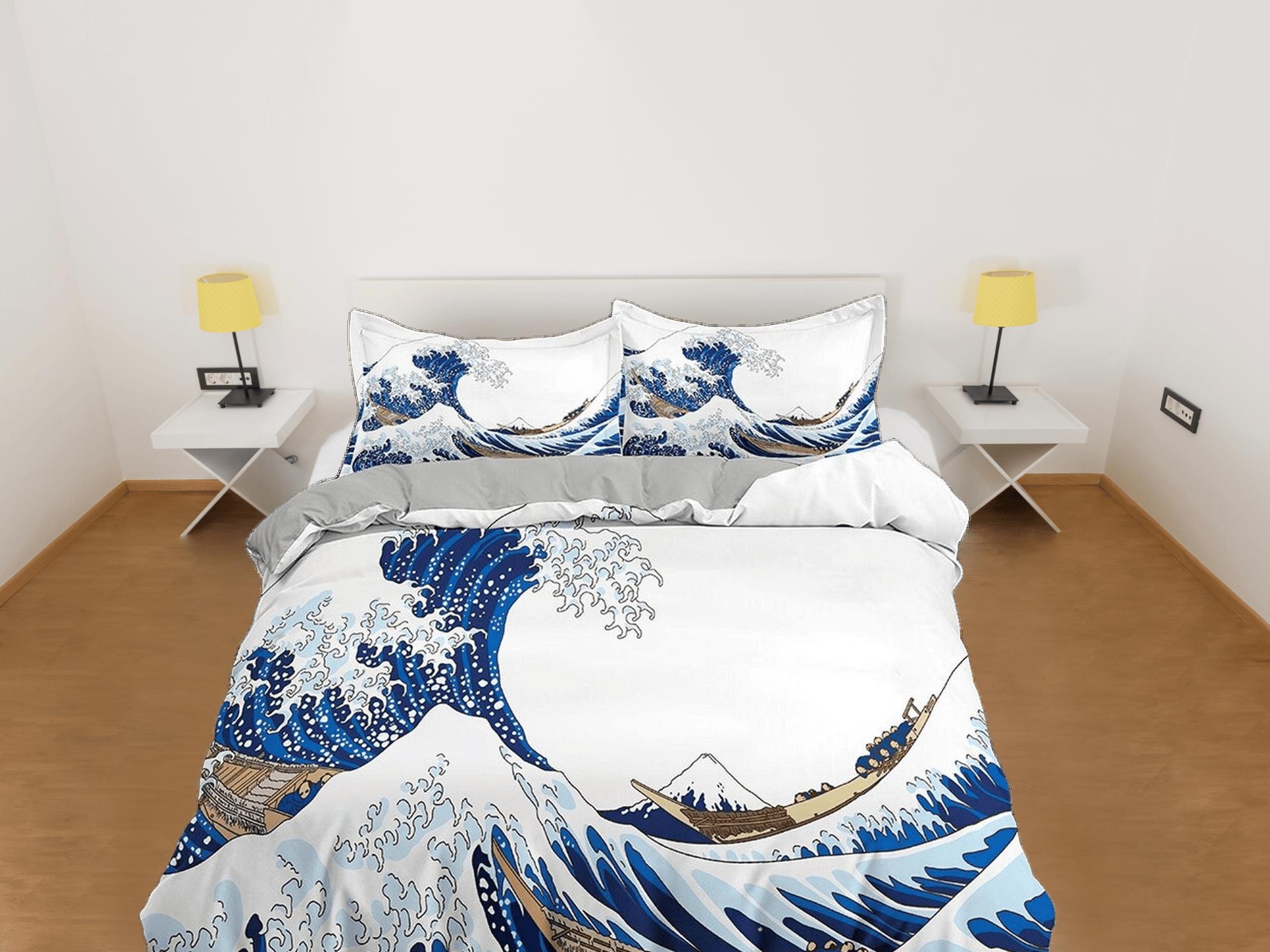 daintyduvet Great Wave Bedding, Japanese Bedding, Japanese Art Duvet Cover Set, Bed Coverlet, Aesthetic Duvet Cover King Queen Full Twin Double Single