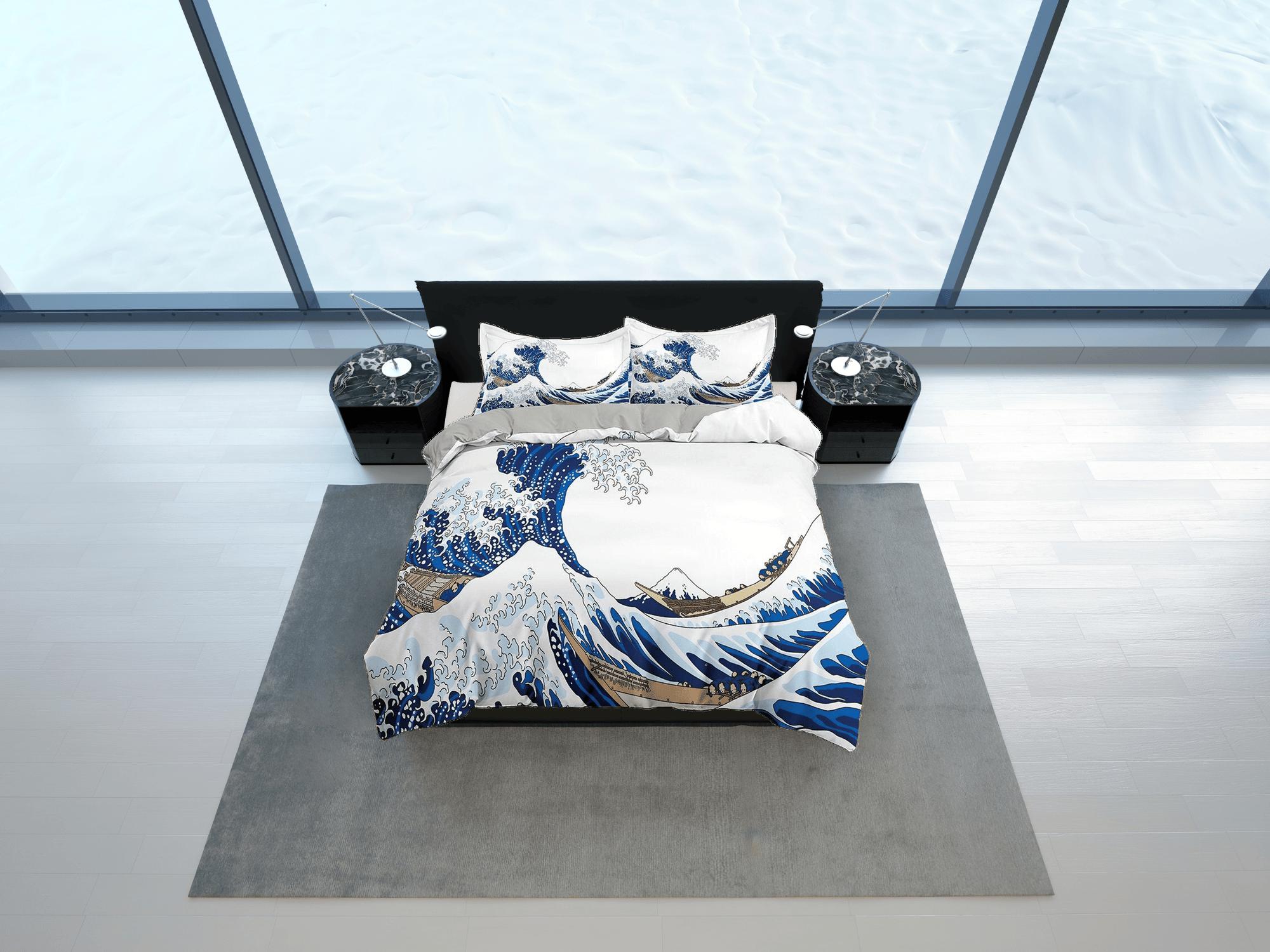 daintyduvet Great Wave Bedding, Japanese Bedding, Japanese Art Duvet Cover Set, Bed Coverlet, Aesthetic Duvet Cover King Queen Full Twin Double Single