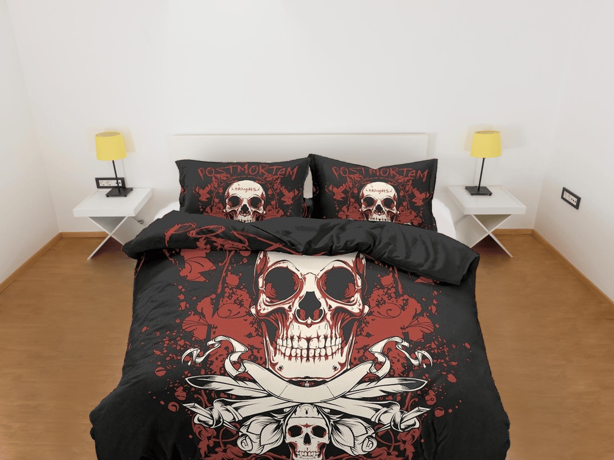 daintyduvet Halloween Bedding Skull in Flames Black Duvet Cover Set Bedspread, Dorm Bedding with Pillowcase, Halloween Gift Teens Kids Adults