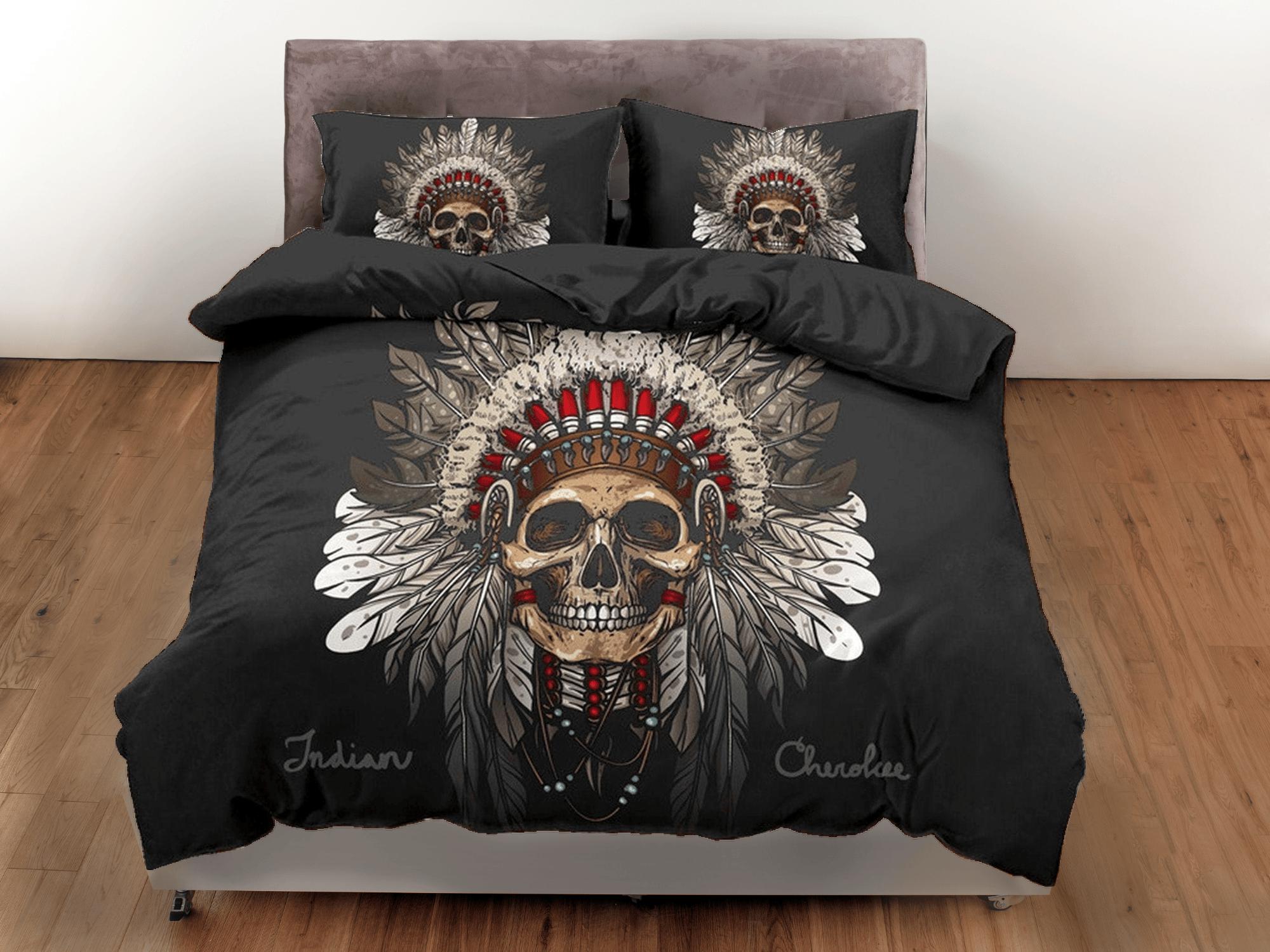 daintyduvet Halloween Bedding Skull Tribe Black Duvet Cover Set Bedspread, Dorm Bedding with Pillowcase, Halloween Gift Teens Kids Adults