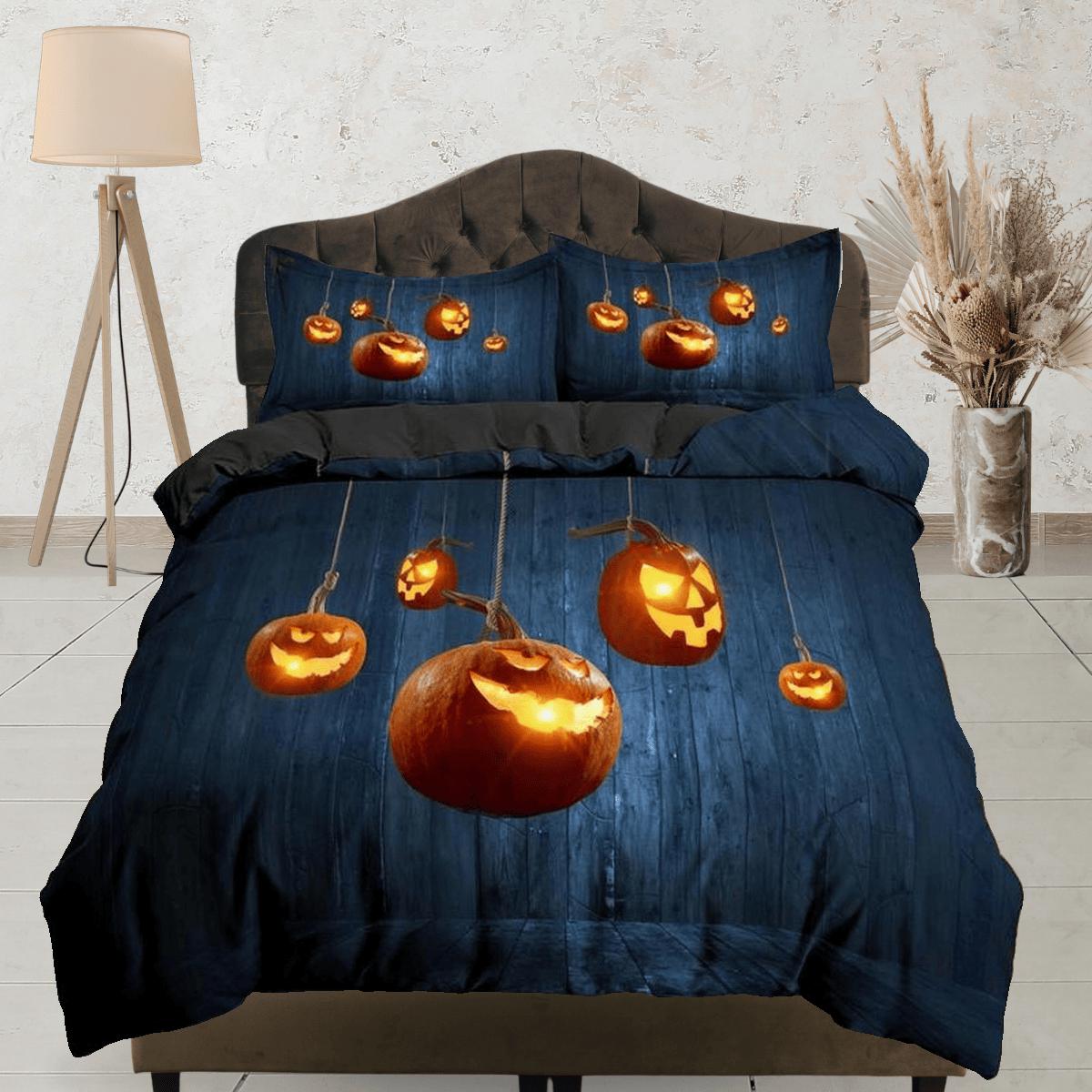 daintyduvet Hanging pumpkin halloween bedding & pillowcase, gothic duvet cover, dorm bedding, goth decor toddler bedding, halloween gift