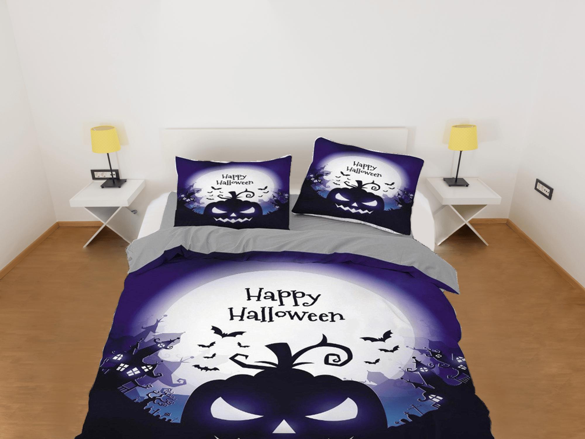 daintyduvet Happy halloween bedding & pillowcase, gothic duvet cover, dorm bedding, halloween decor scary pumpkin, halloween gift, toddler bedding