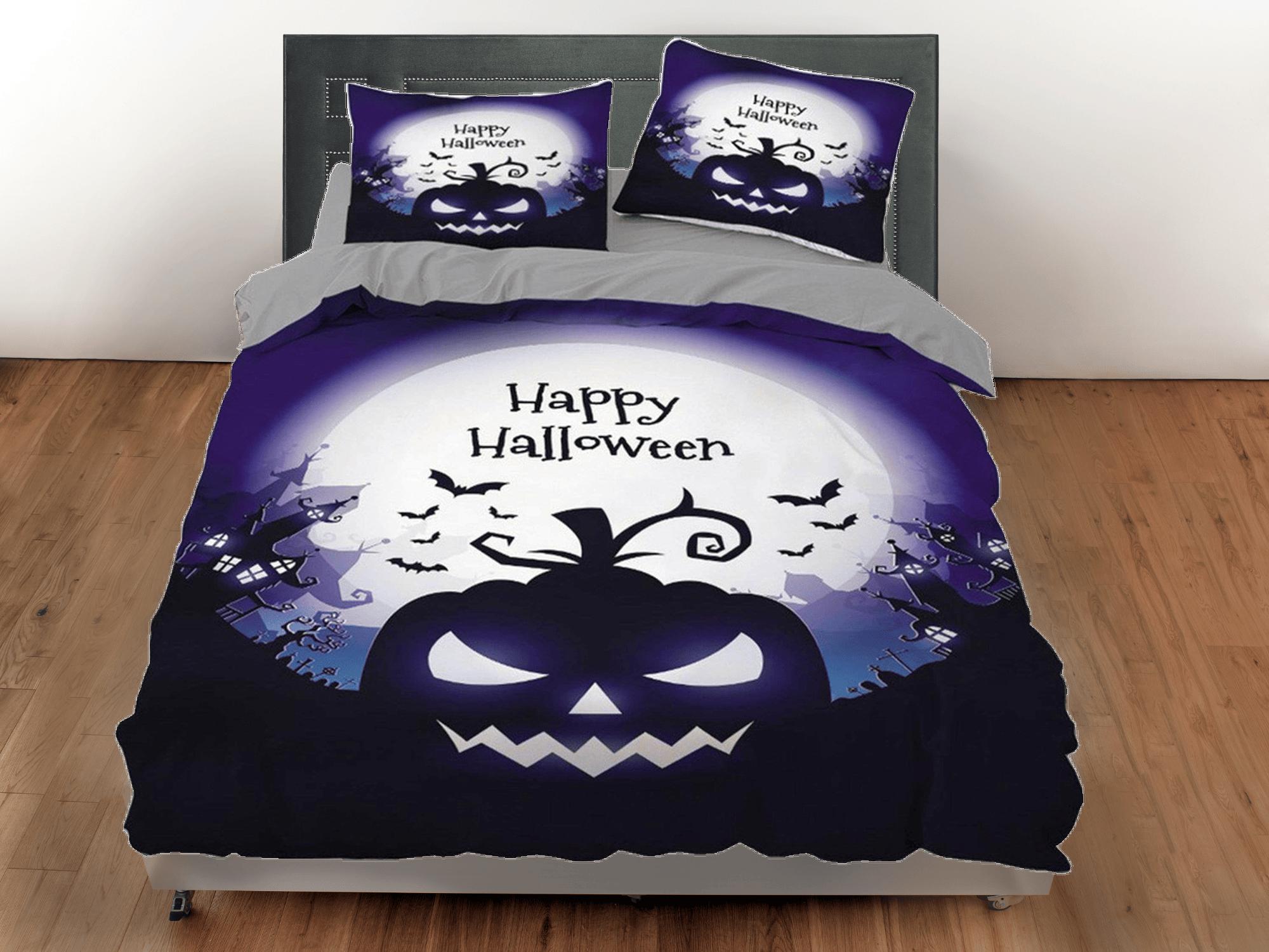 daintyduvet Happy halloween bedding & pillowcase, gothic duvet cover, dorm bedding, halloween decor scary pumpkin, halloween gift, toddler bedding