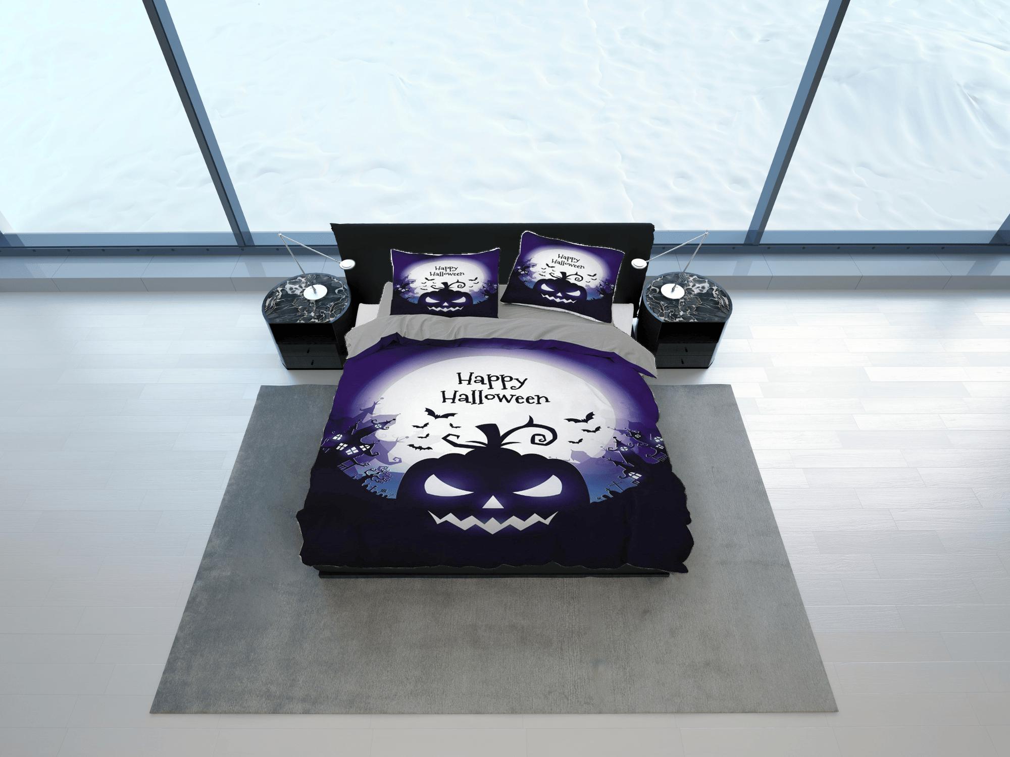 daintyduvet Happy halloween bedding & pillowcase, gothic duvet cover, dorm bedding, halloween decor scary pumpkin, halloween gift, toddler bedding