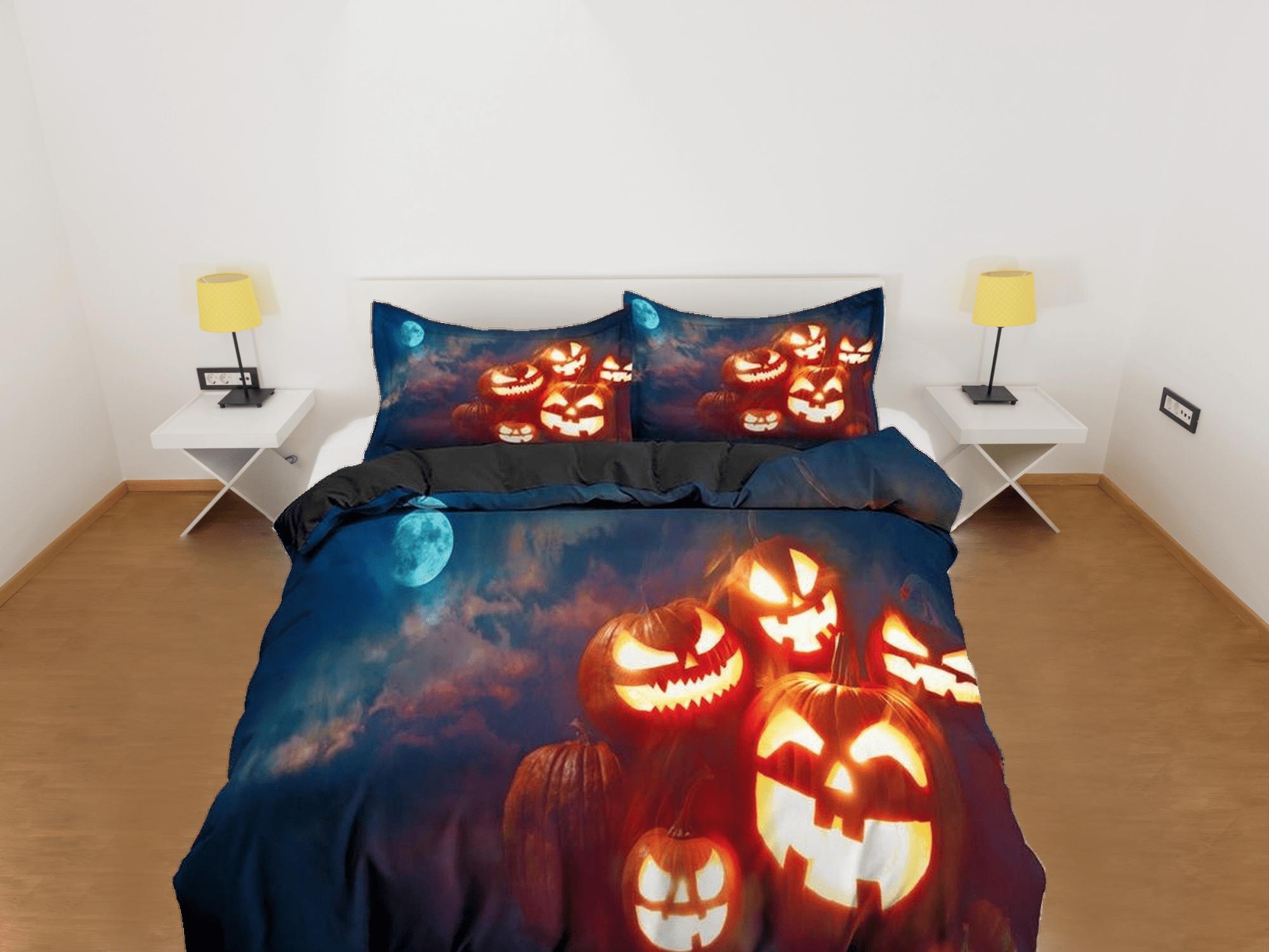daintyduvet Happy pumpkins moon light halloween bedding & pillowcase, gothic duvet cover, dorm bedding, goth decor toddler bedding, halloween gift