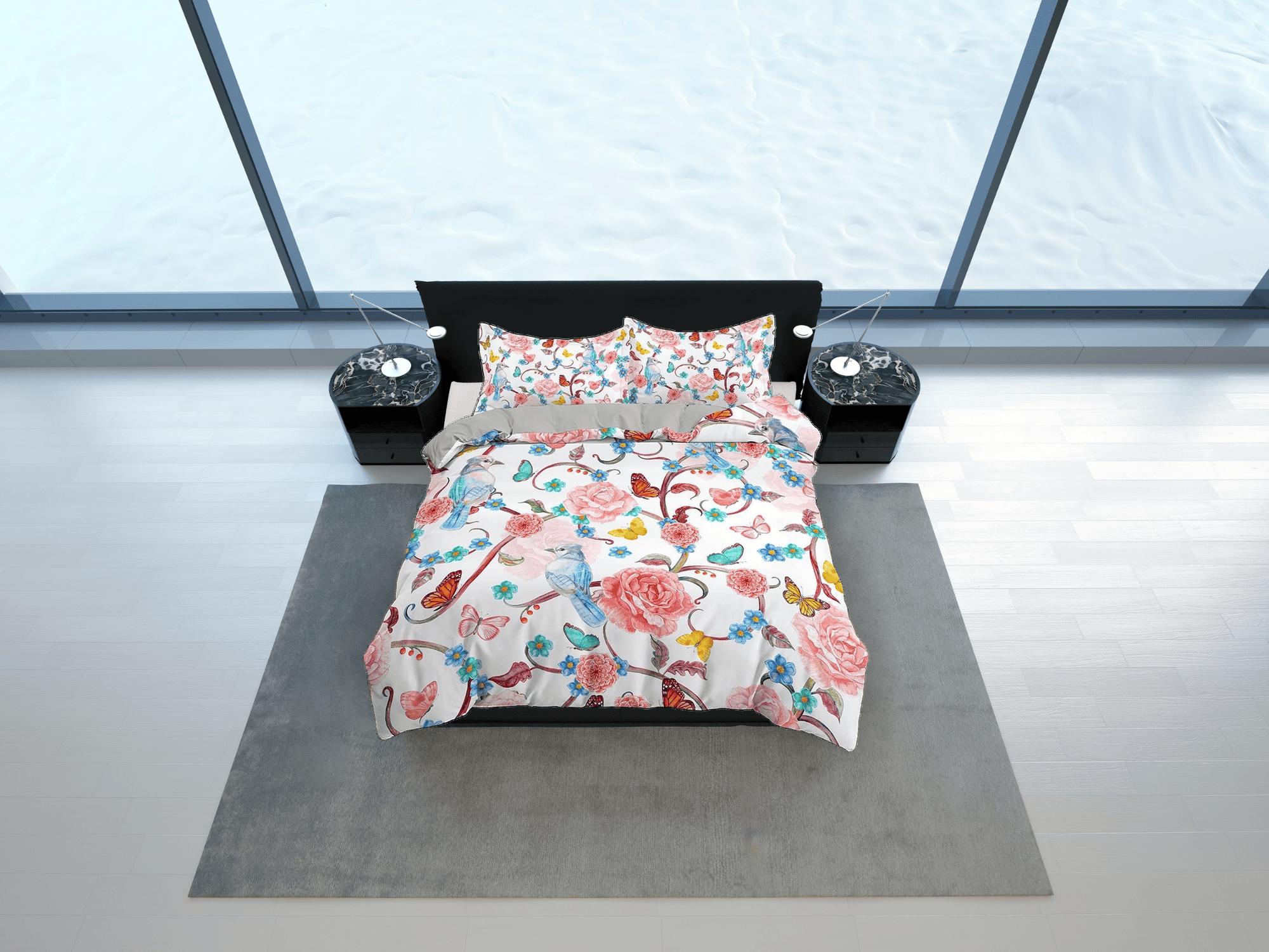 daintyduvet Hummingbird bedding, floral duvet cover queen, king, boho duvet, designer bedding, aesthetic bedding, maximalist full size bedding
