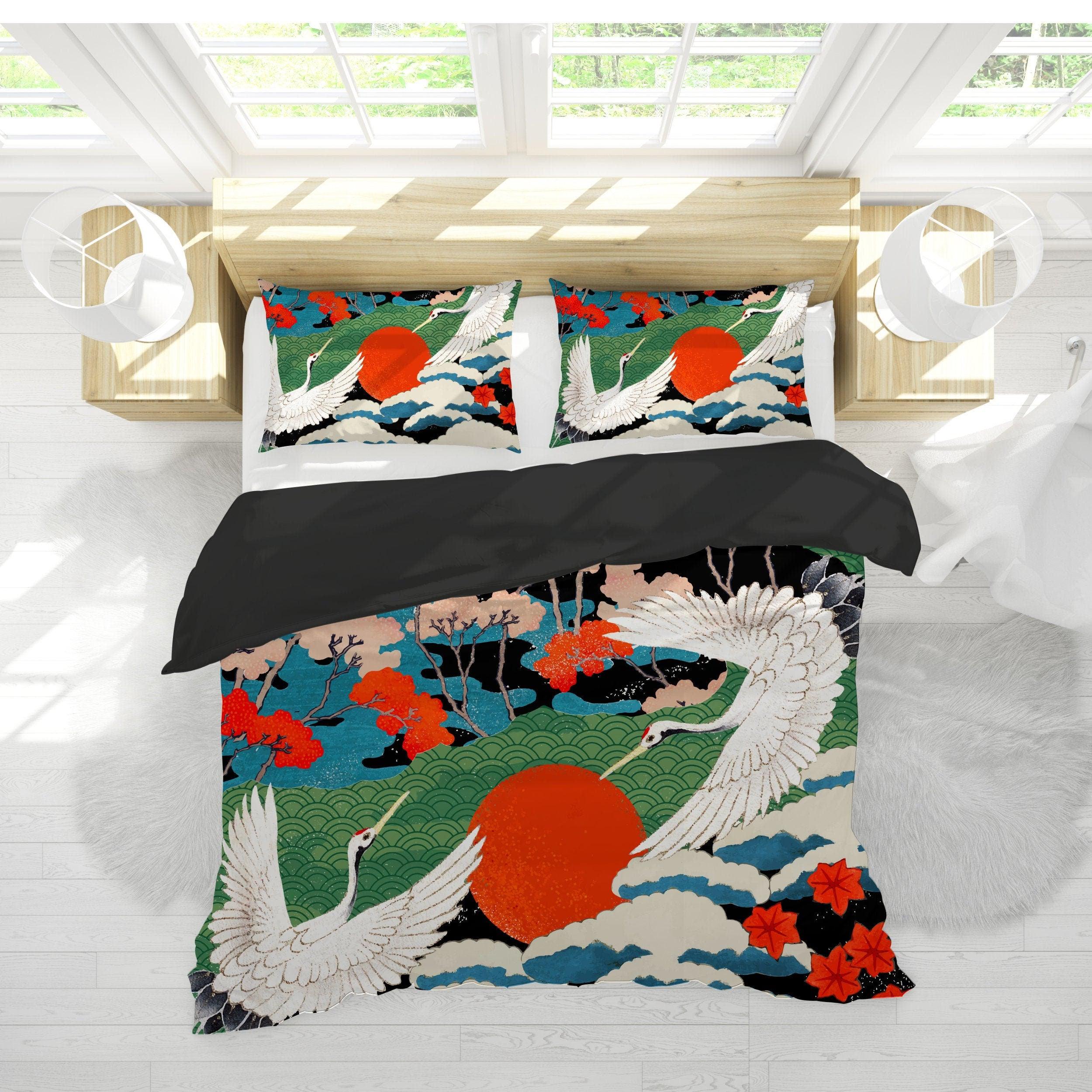 daintyduvet Japanese Art Duvet Cover Pillow Case Set | Dorm Bedding Set Full Painting Design