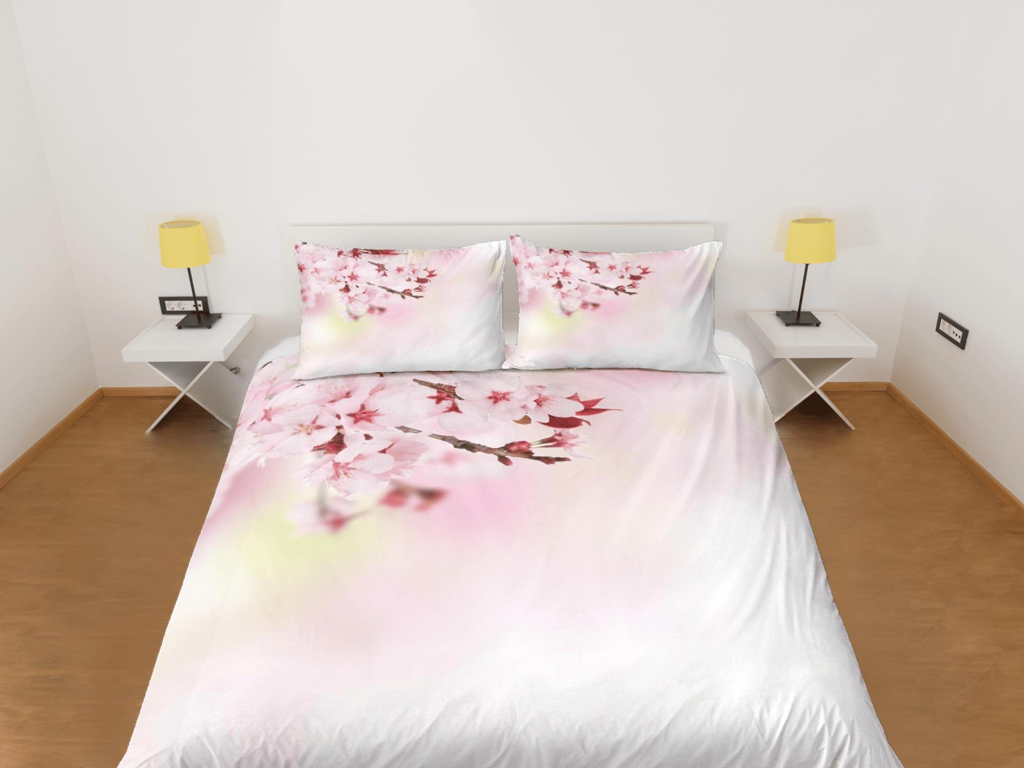 daintyduvet Japanese cherry blossom bedding floral prints duvet cover queen, king boho bedding designer bedspread minimalist full size bedding aesthetic