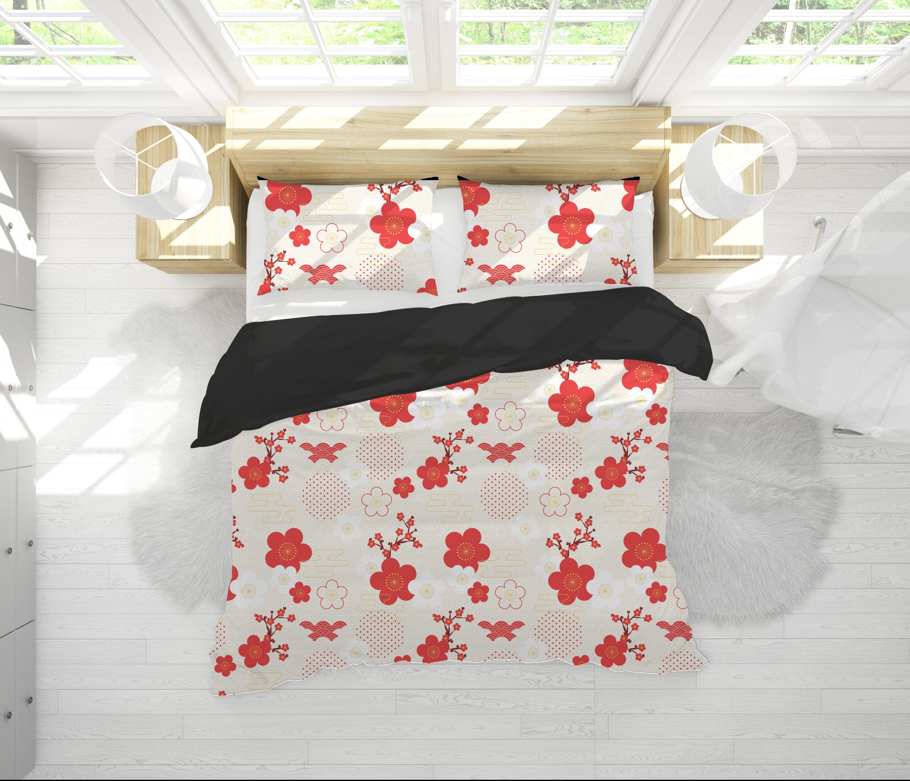 daintyduvet Japanese Cherry blossoms Duvet Cover Set Floral Prints | Bedding Set with Pillow Cover Case