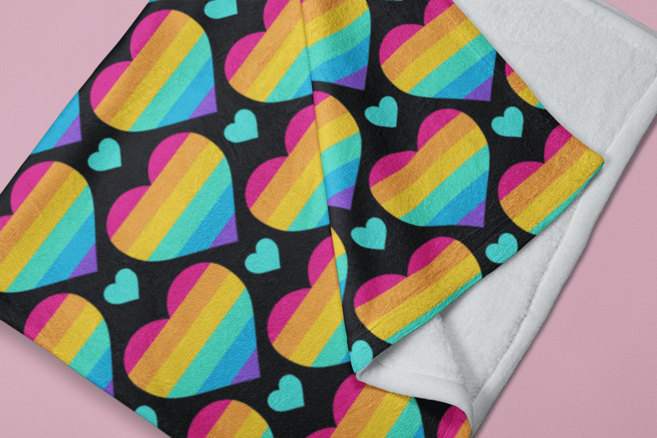 daintyduvet LGBT Pride Love Cute Colorful Hearts Pattern Soft Fluffy Velvet Flannel Fleece Throw Blanket
