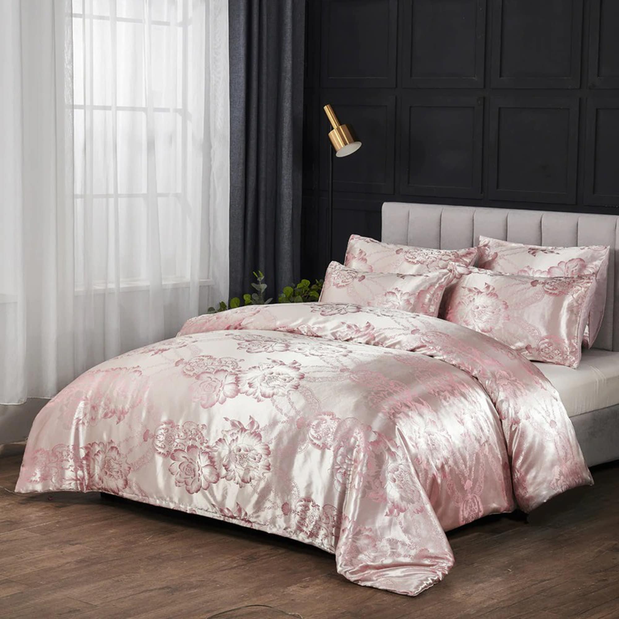 daintyduvet Luxury Baby Pink Bedding made with Silky Jacquard Fabric, Damask Duvet Cover Set, Designer Bedding, Aesthetic Duvet King Queen Full Twin