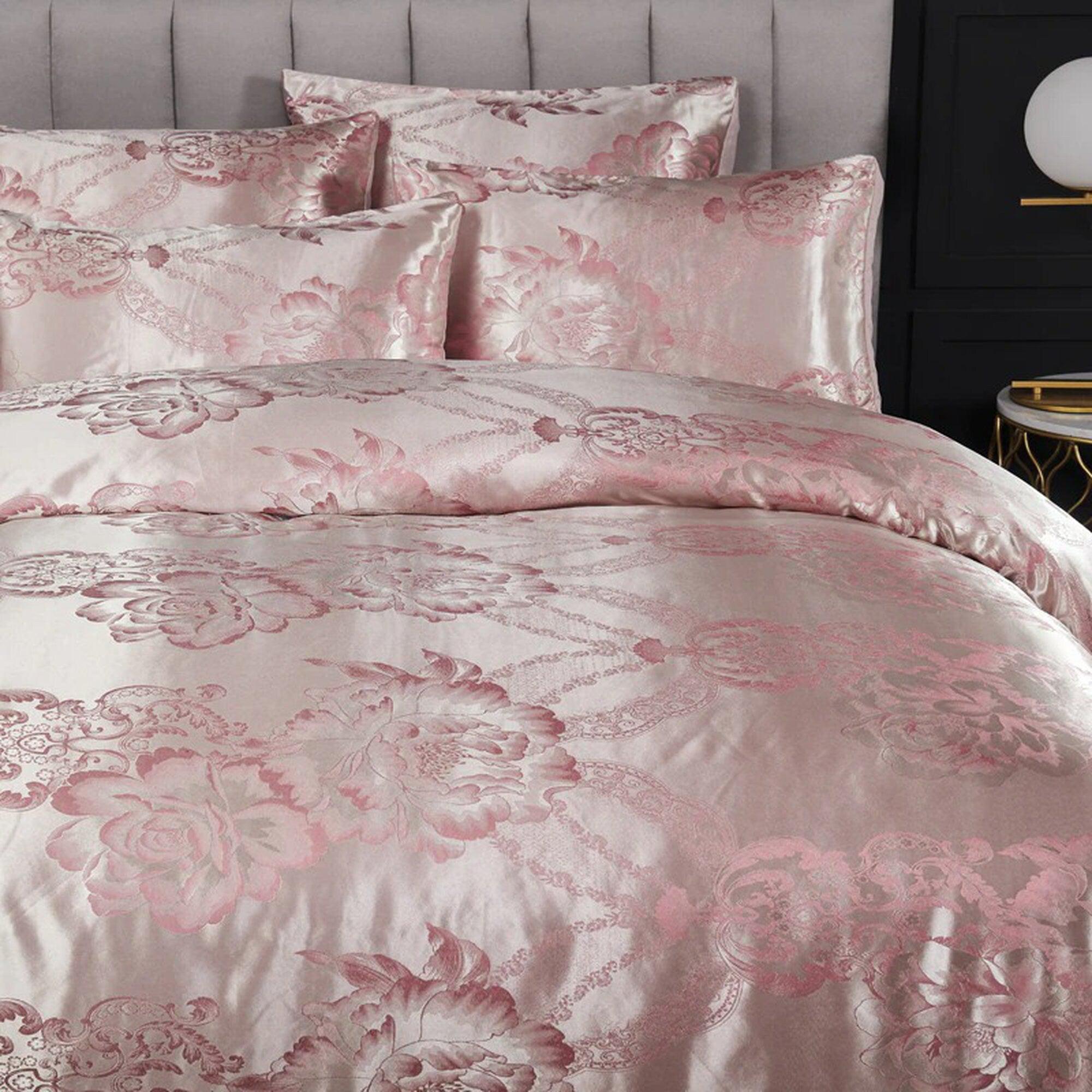 daintyduvet Luxury Baby Pink Bedding made with Silky Jacquard Fabric, Damask Duvet Cover Set, Designer Bedding, Aesthetic Duvet King Queen Full Twin