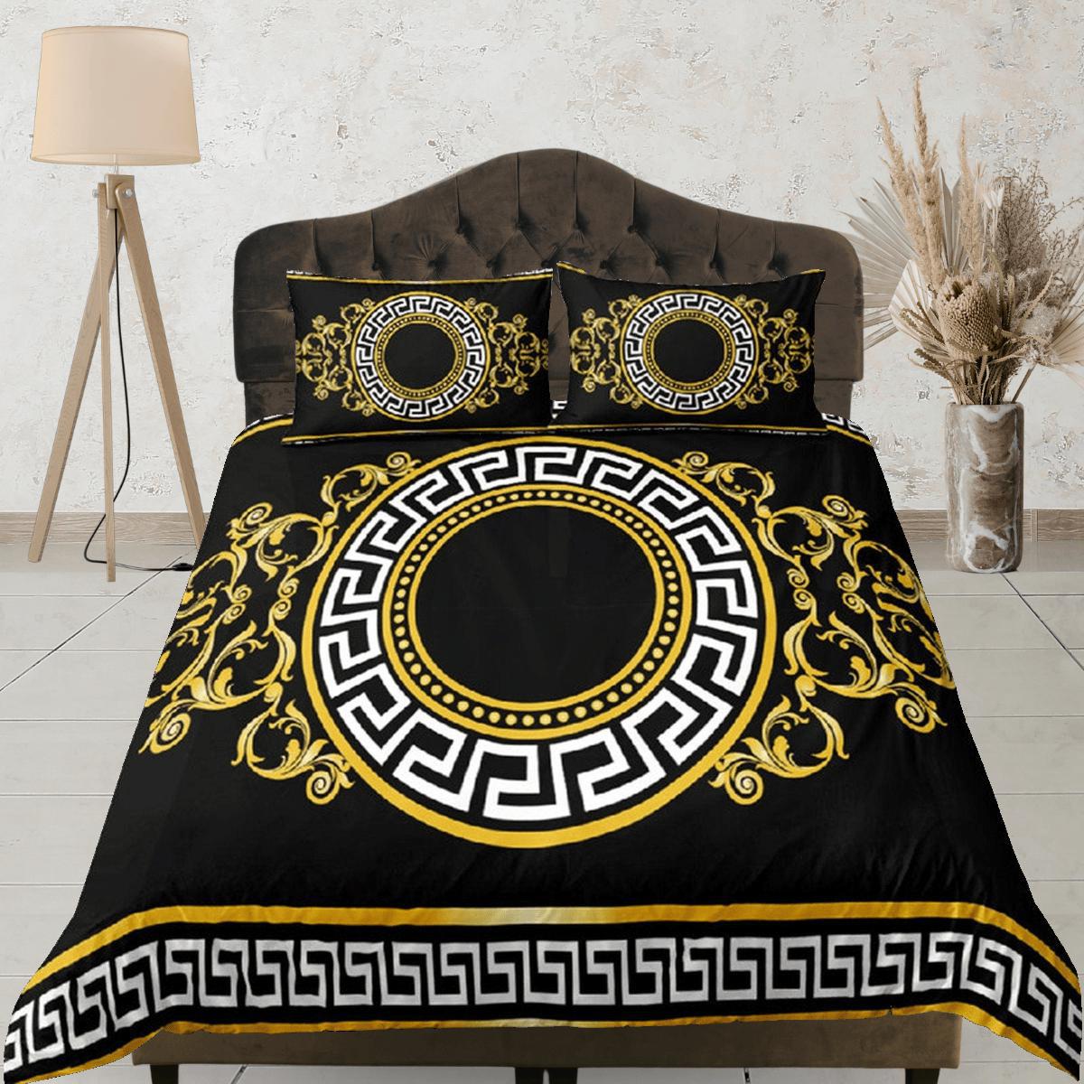 daintyduvet Luxury Bedding Set, Victorian Duvet Cover Set, Baroque Style Duvet Cover with Pillowcase, Black Bedding