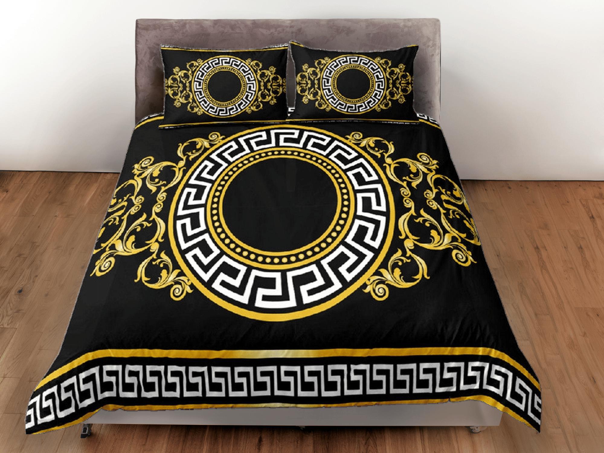 daintyduvet Luxury Bedding Set, Victorian Duvet Cover Set, Baroque Style Duvet Cover with Pillowcase, Black Bedding