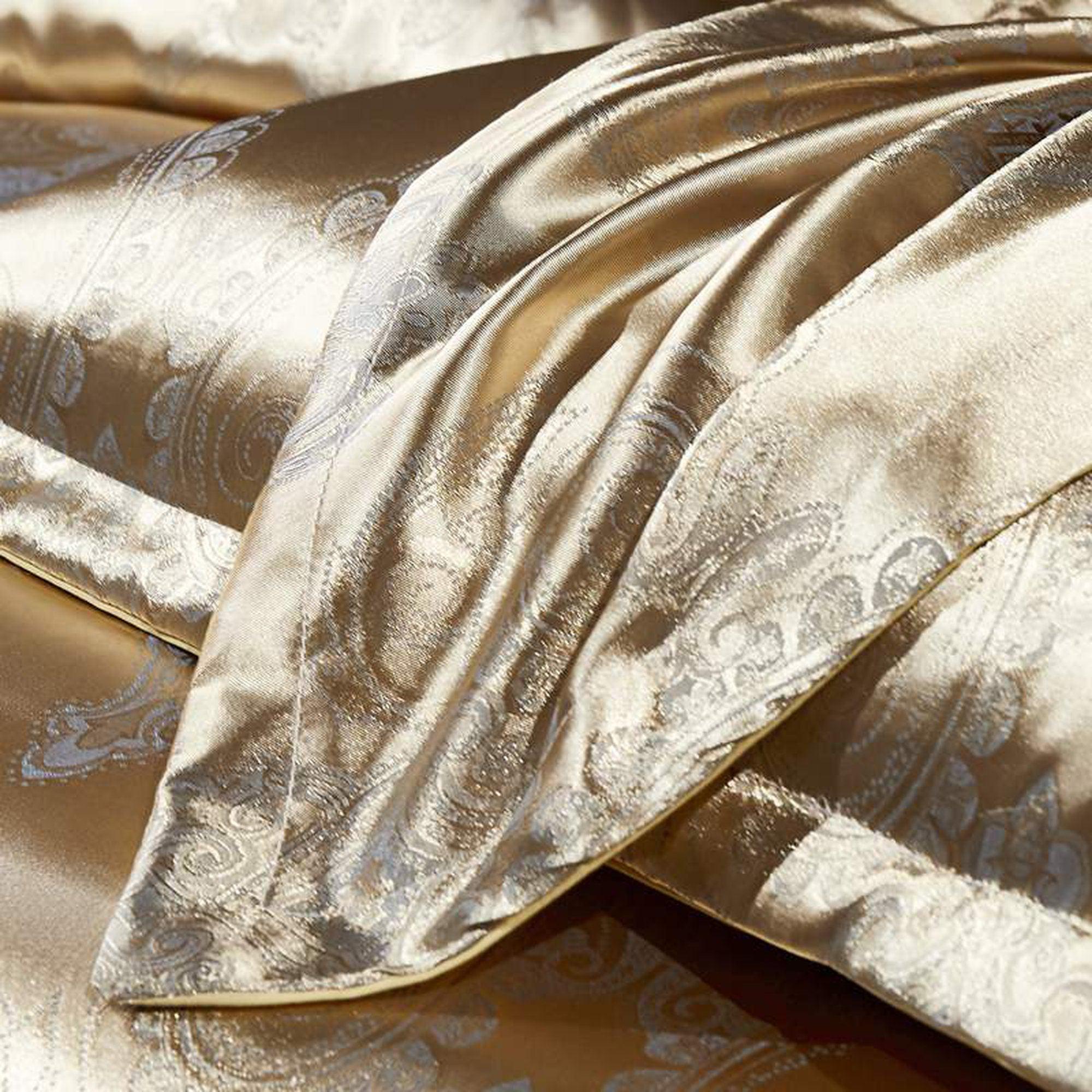 daintyduvet Luxury Duvet Cover Set Gold, Jacquard Fabric Aesthetic Bedding Decorative, Embroidered Bedding Set