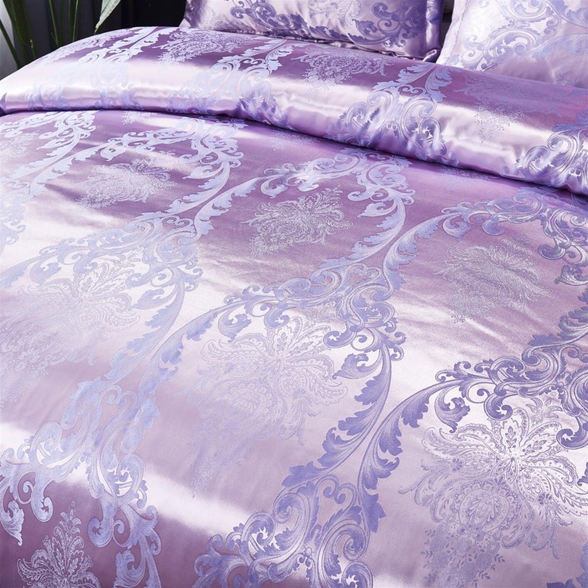 daintyduvet Luxury Lavender Purple Bedding made with Silky Jacquard Fabric, Damask Duvet Cover Set, Designer Bedding, Aesthetic Duvet King Queen Full
