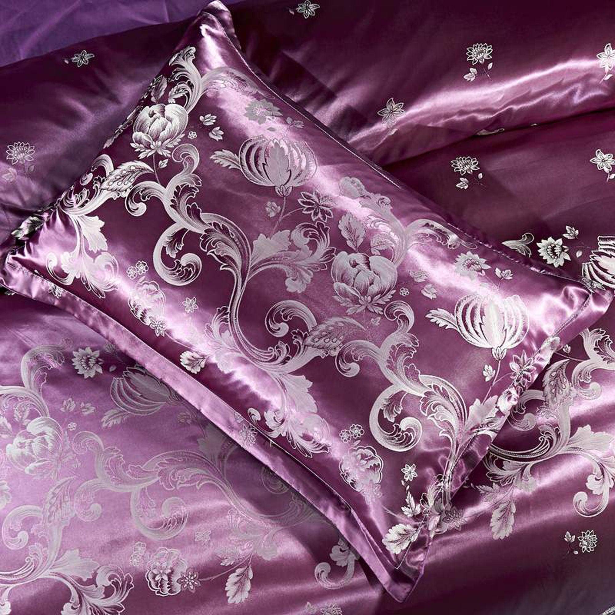 daintyduvet Luxury Pink Duvet Cover Set, Jacquard Fabric Aesthetic Bedding Decorative, Embroidered Bedding Set