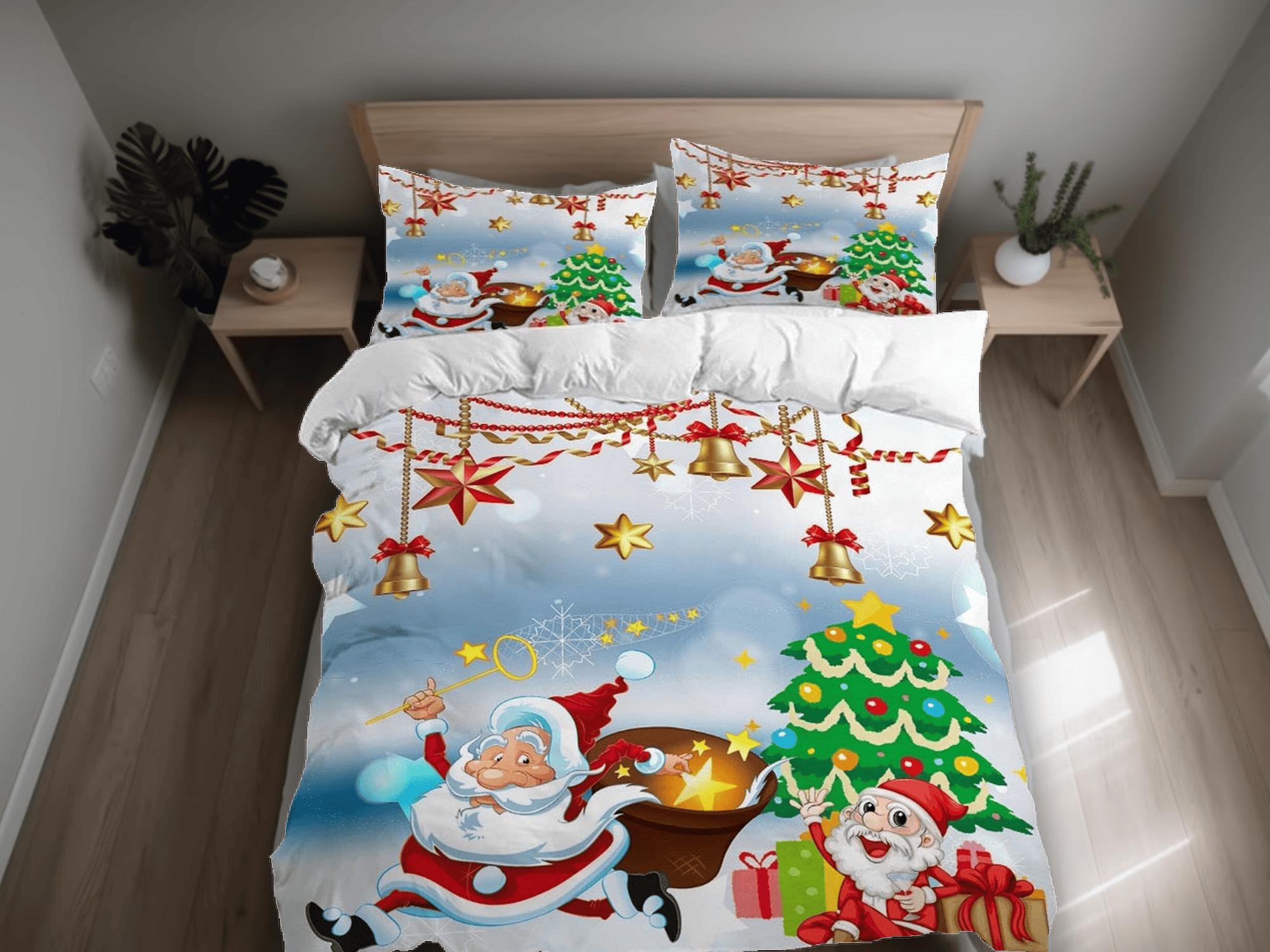 daintyduvet Magical Santa Claus Christmas bedding & pillowcase holiday gift duvet cover king queen full twin toddler bedding baby Christmas farmhouse