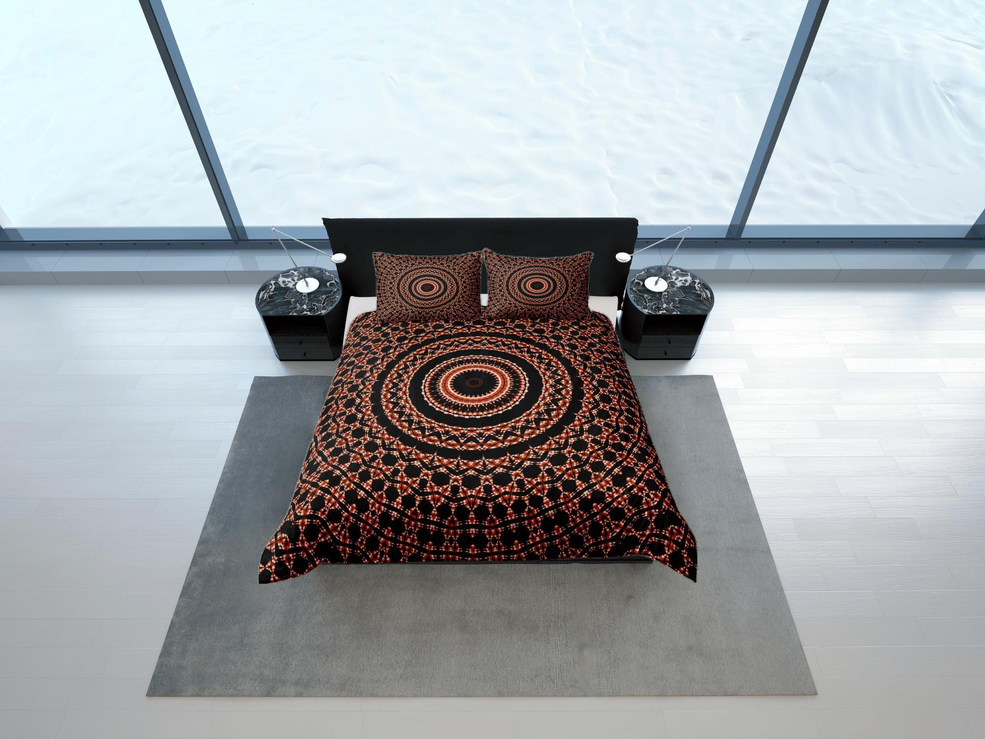 daintyduvet Mandala Bohemian Duvet Cover Set Black Bedspread, Dorm Bedding with Pillowcase