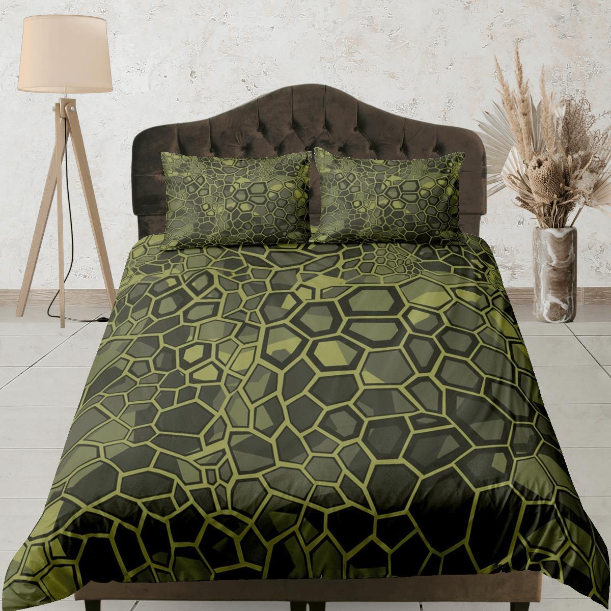 daintyduvet Modern Geometric Army Green Duvet Cover Colorful Dorm Bedding Set Full Abstract Design King Duvet Cover Queen Duvet Bedspread