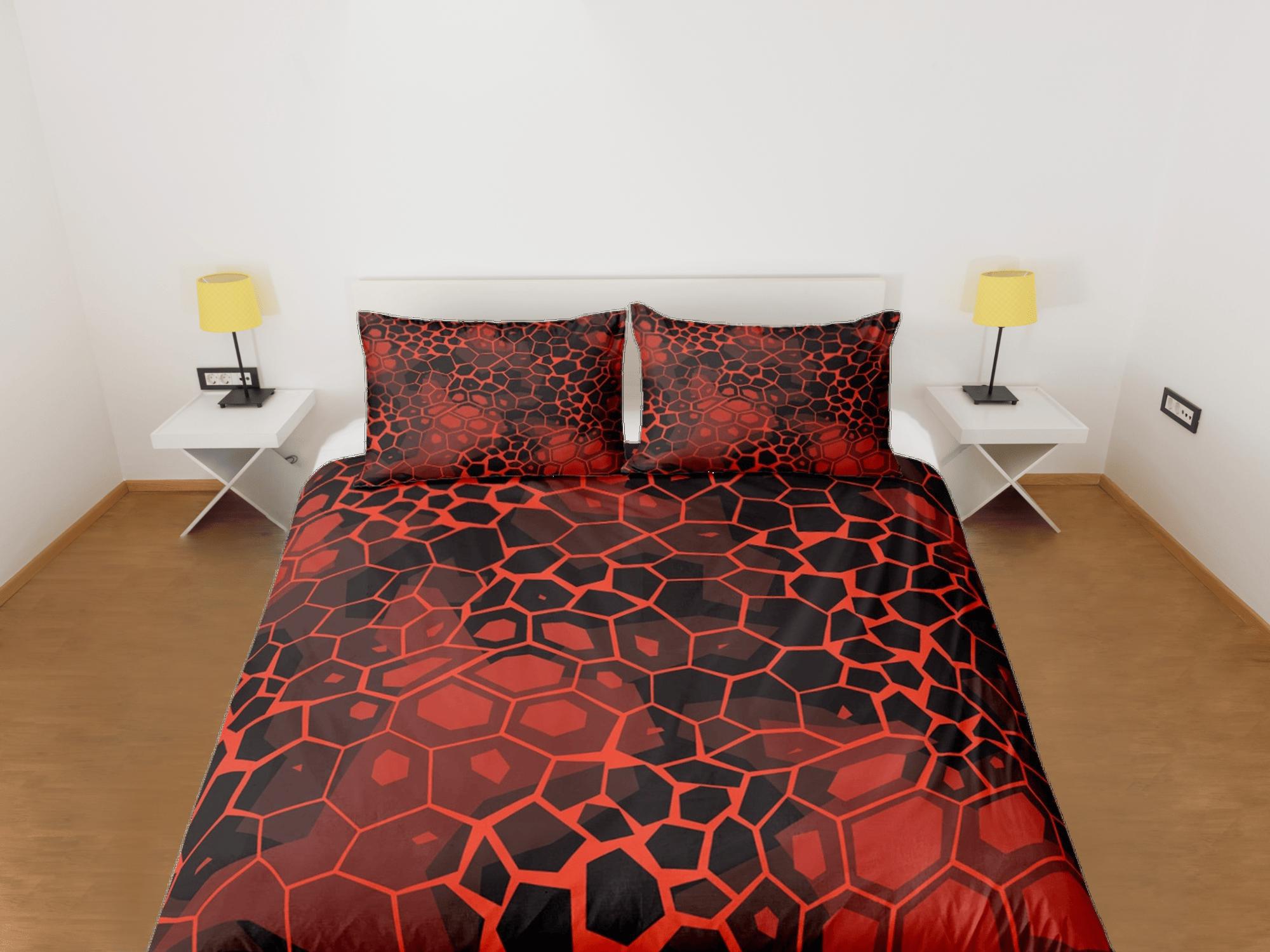 daintyduvet Modern Geometric Red Duvet Cover Colorful Dorm Bedding Set Full Abstract Design Bedspread