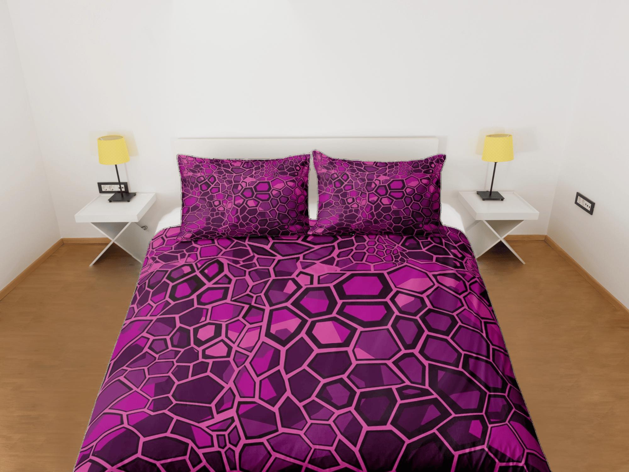 daintyduvet Modern Geometric Violet Duvet Cover Colorful Dorm Bedding Set Full Abstract Design Pillowcase King Duvet Queen Bedspread
