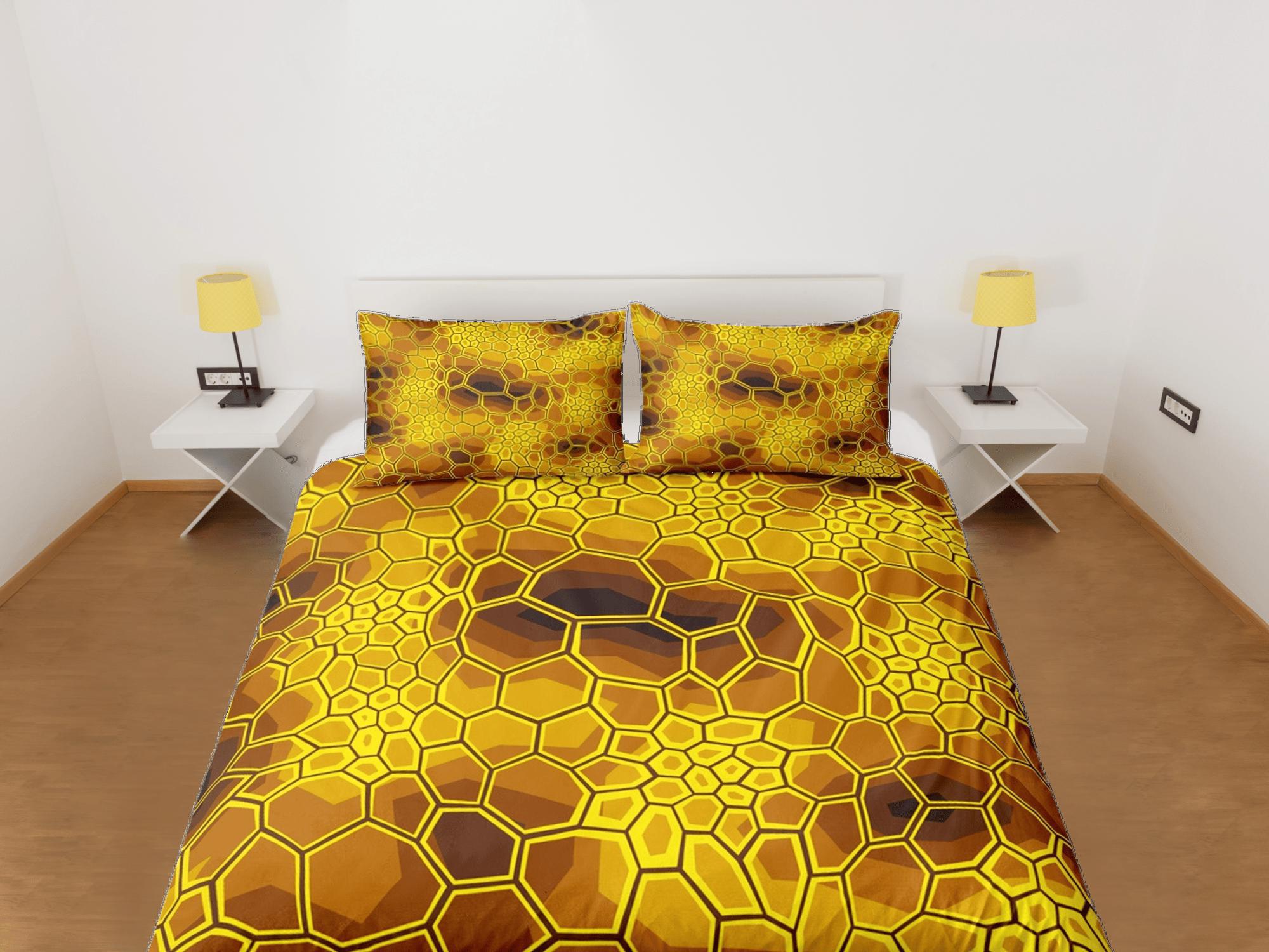 daintyduvet Modern Geometric Yellow Duvet Cover Colorful Dorm Bedding Set Full Abstract Design Bedspread
