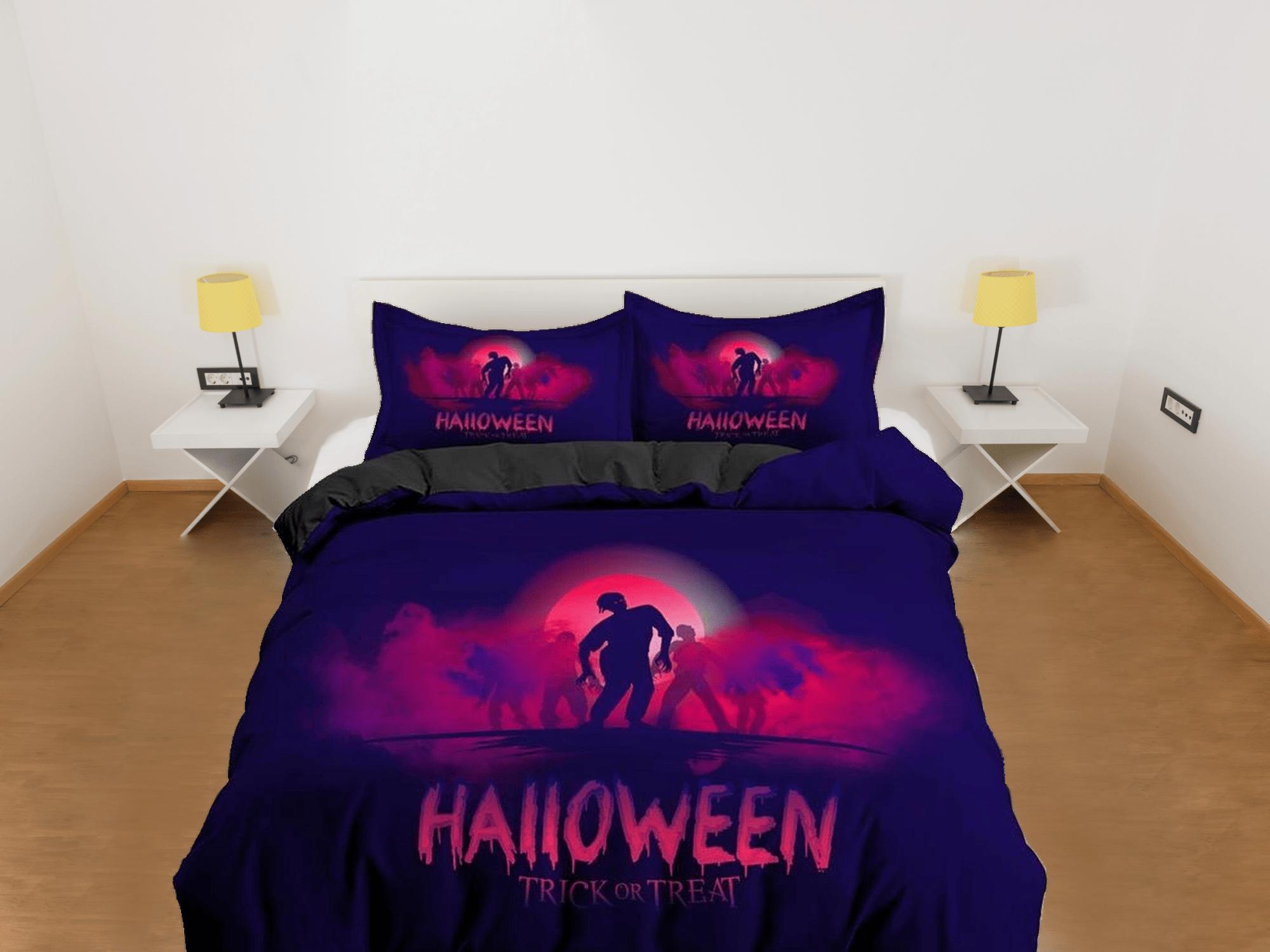 daintyduvet Neon pink halloween bedding & pillowcase, gothic duvet cover, dorm bedding, goth decor toddler bedding, halloween gift