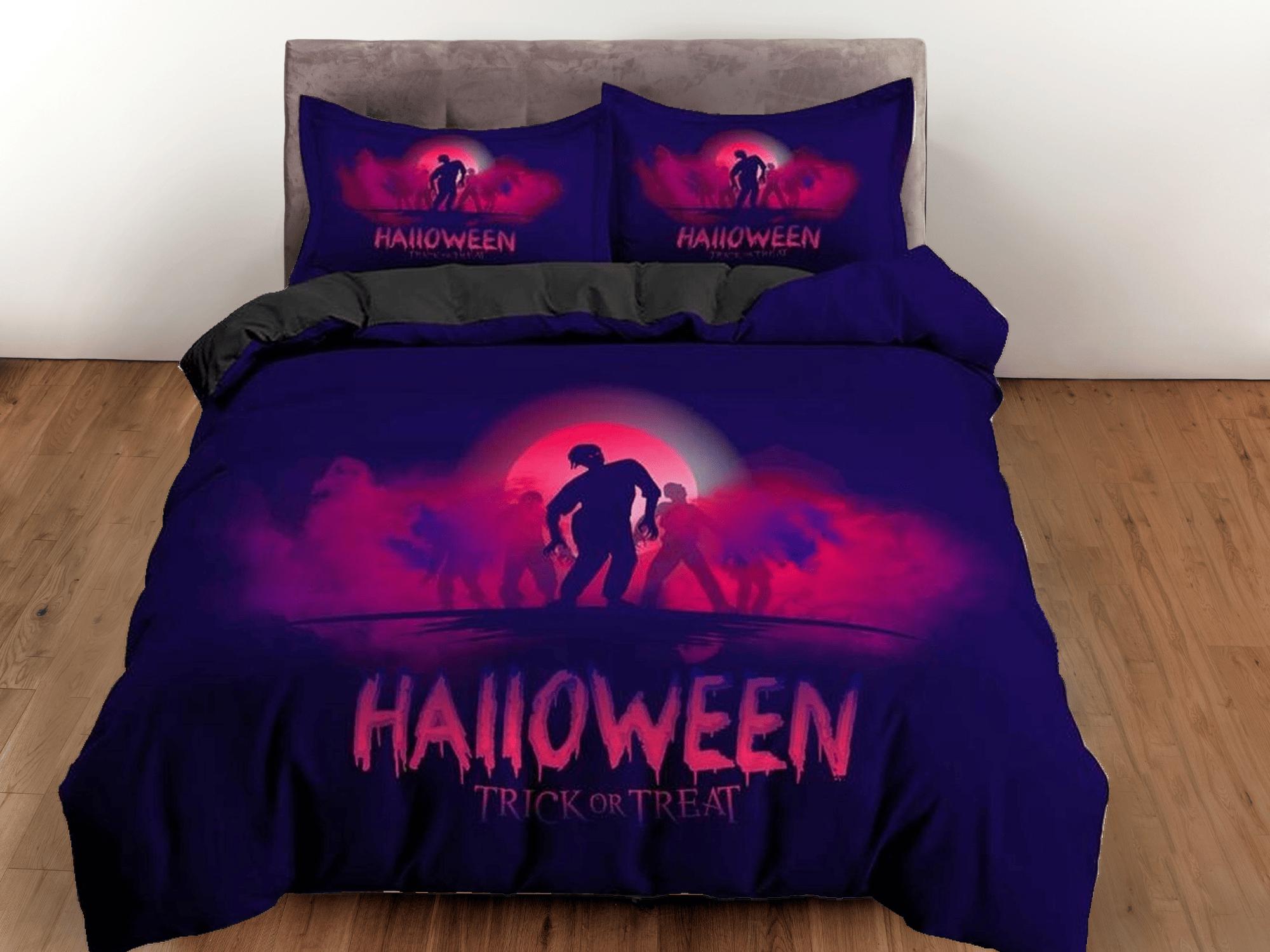 daintyduvet Neon pink halloween bedding & pillowcase, gothic duvet cover, dorm bedding, goth decor toddler bedding, halloween gift