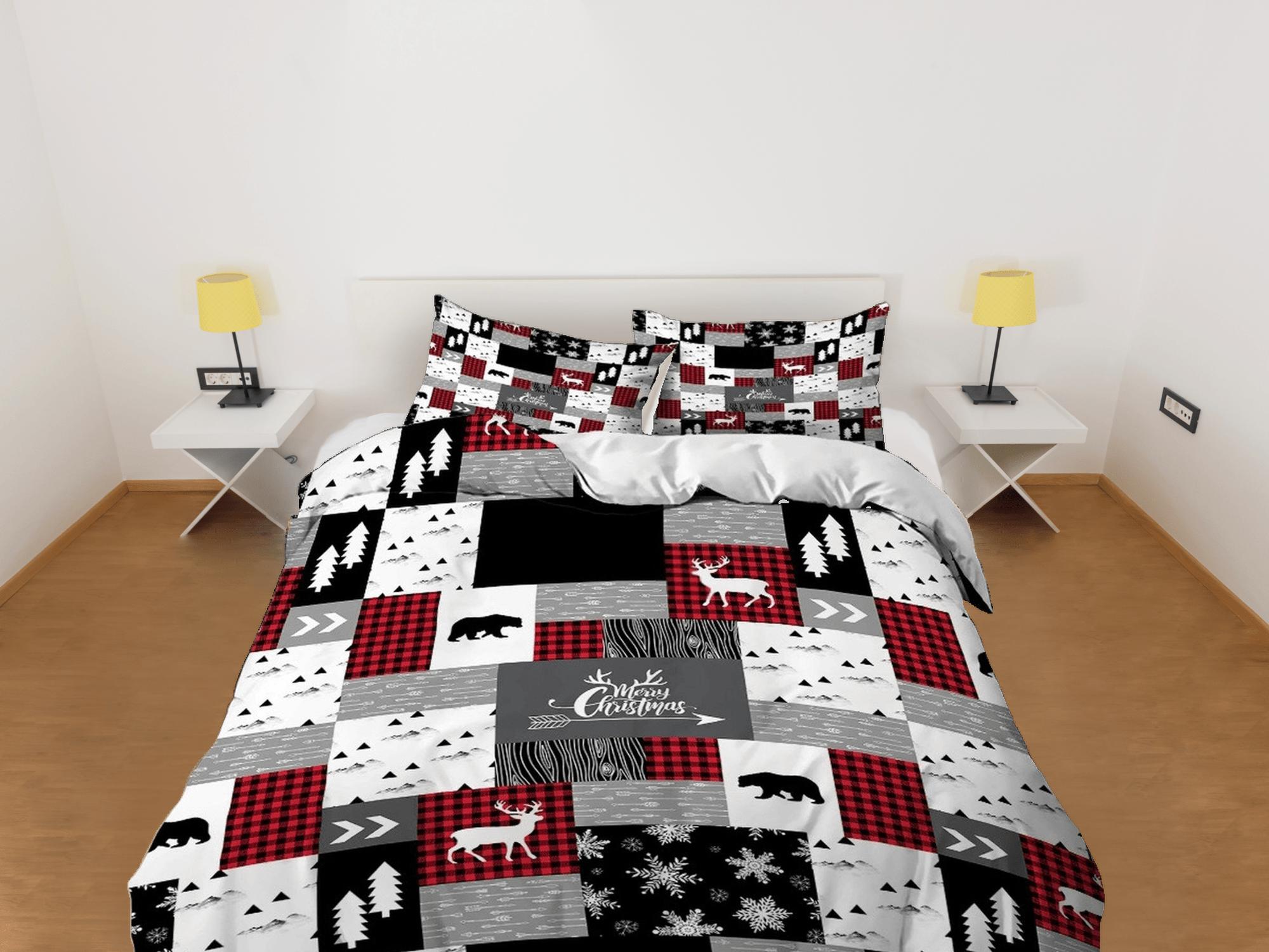 daintyduvet Patchwork Christmas bedding & pillowcase holiday gift duvet cover king queen full twin toddler bedding baby Christmas farmhouse decor
