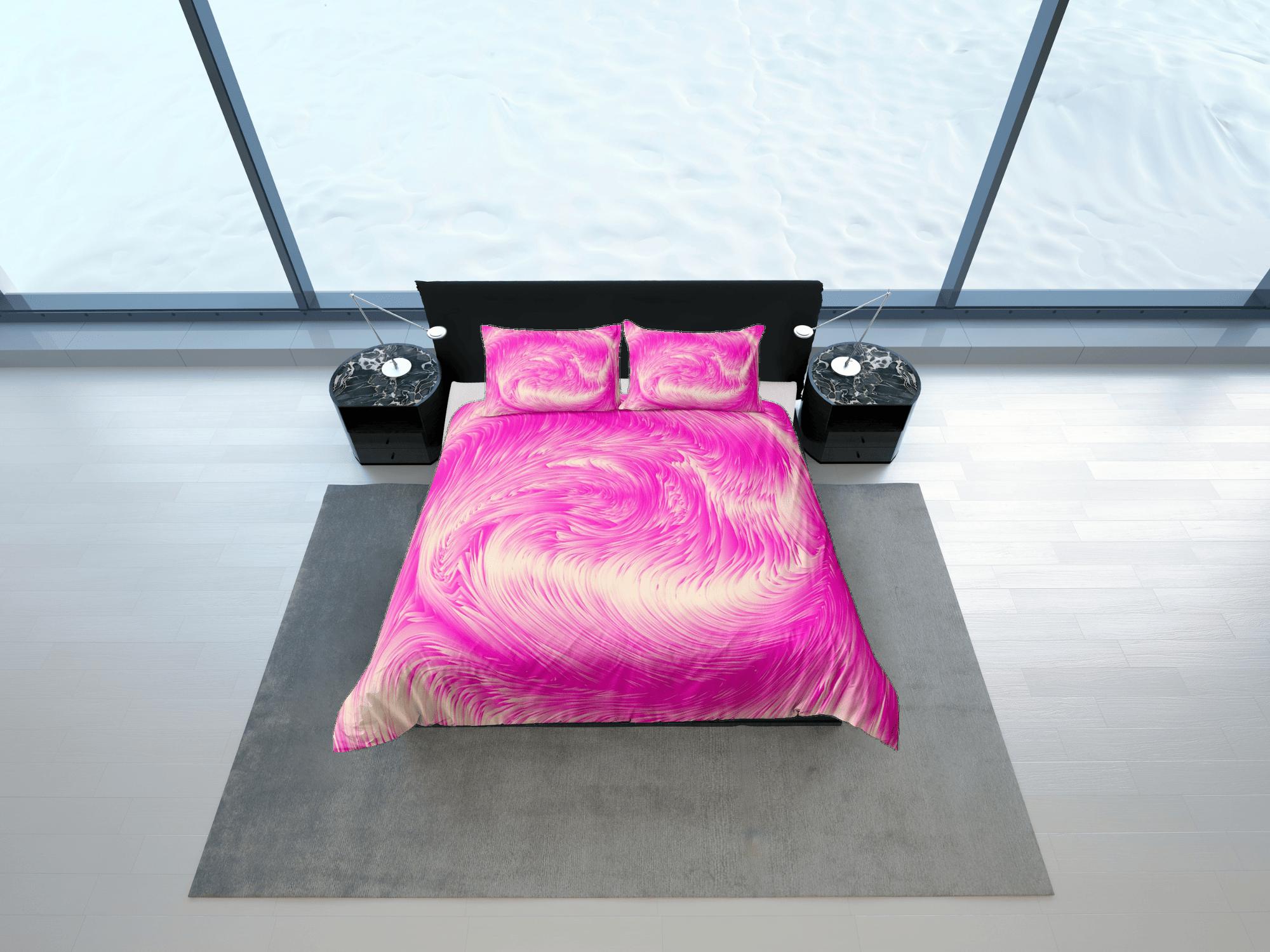 daintyduvet Pink contemporary bedroom set aesthetic duvet cover, marble abstract art room decor boho chic bedding set full king queen