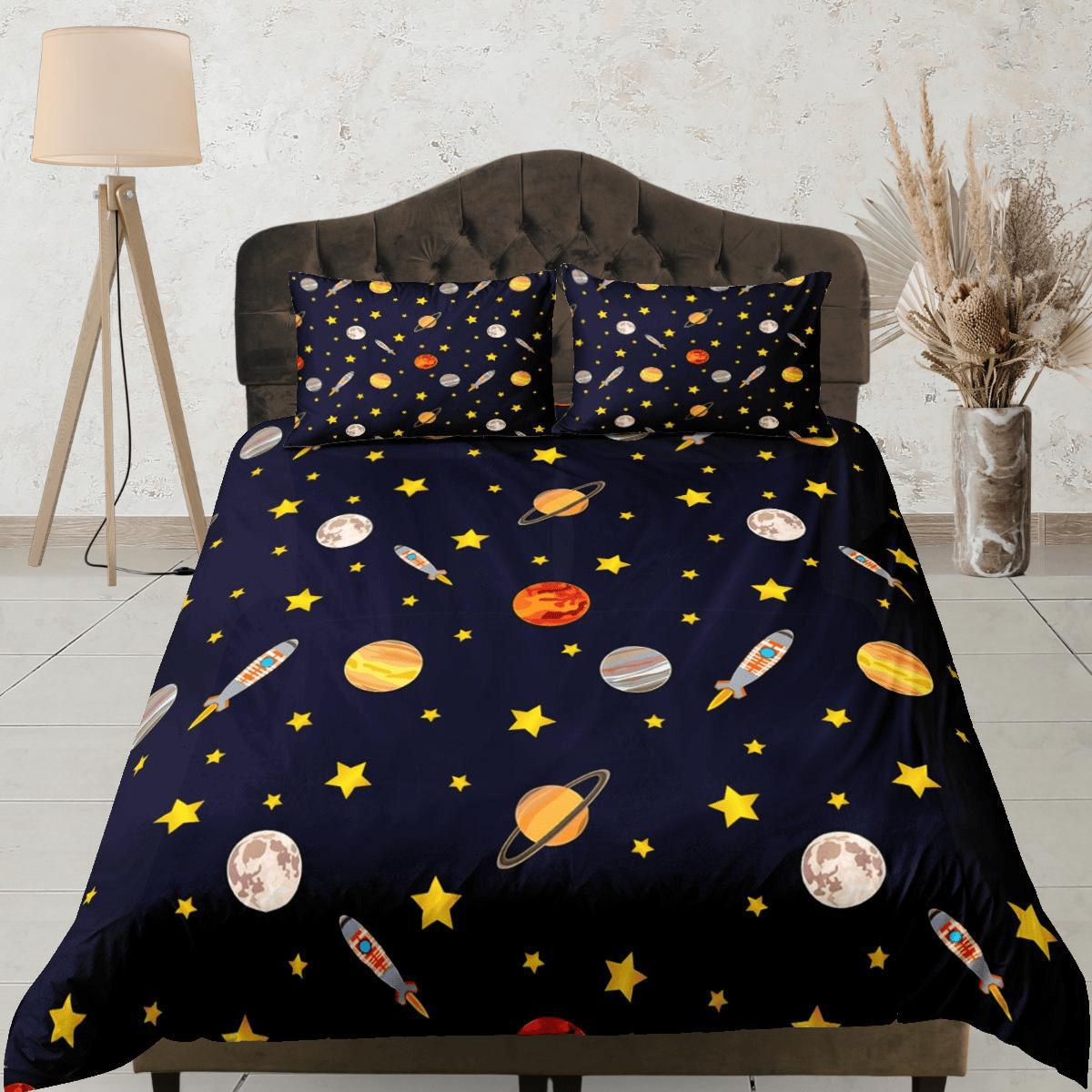 daintyduvet Planets Galaxy Duvet Cover Set Colorful Bedspread, Teens Kids Bedding & Pillowcase