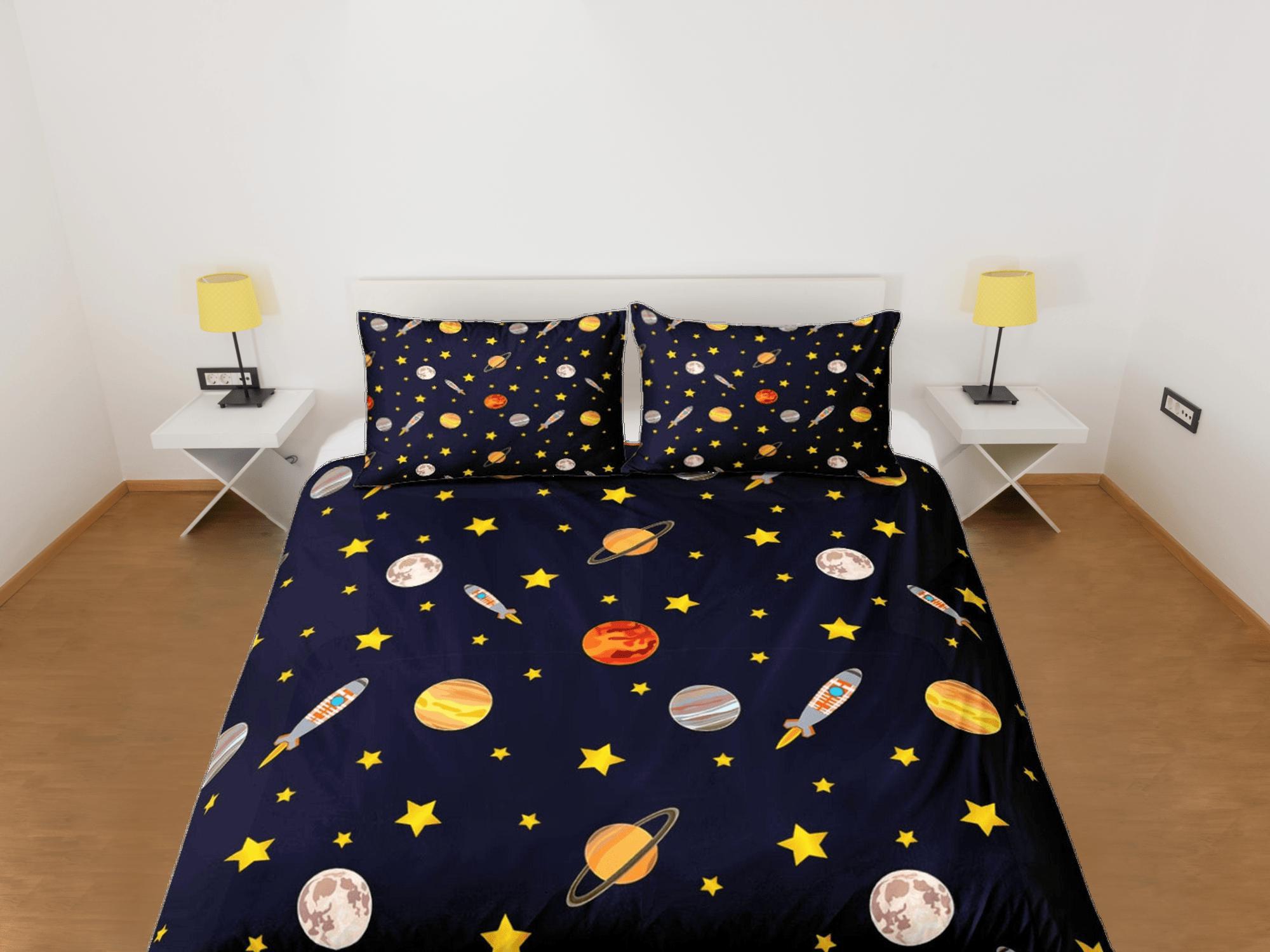 daintyduvet Planets Galaxy Duvet Cover Set Colorful Bedspread, Teens Kids Bedding & Pillowcase