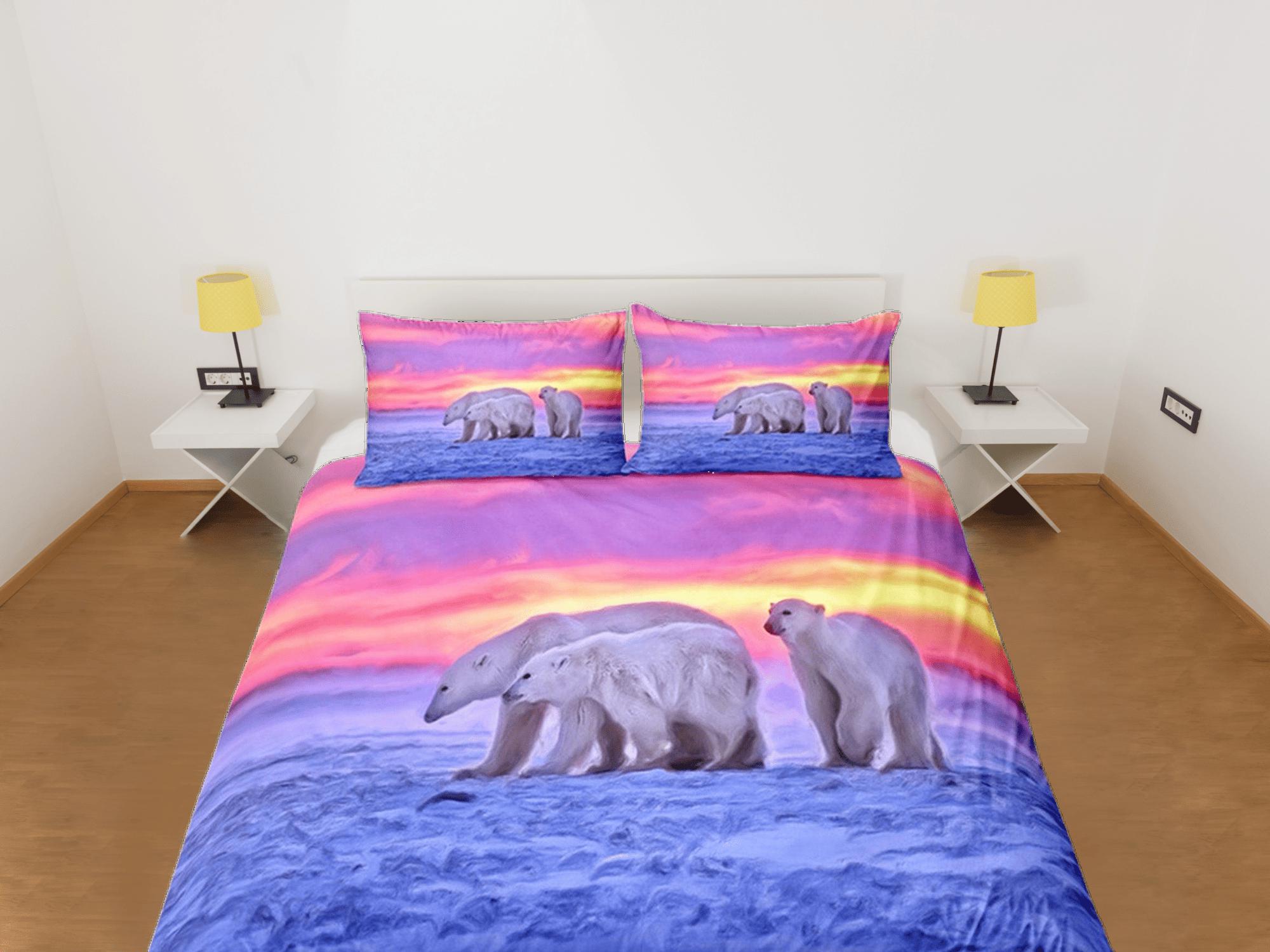 daintyduvet Polar Bears Duvet Cover Set Cute Bedspread, Winter Dorm Bedding with Pillowcase