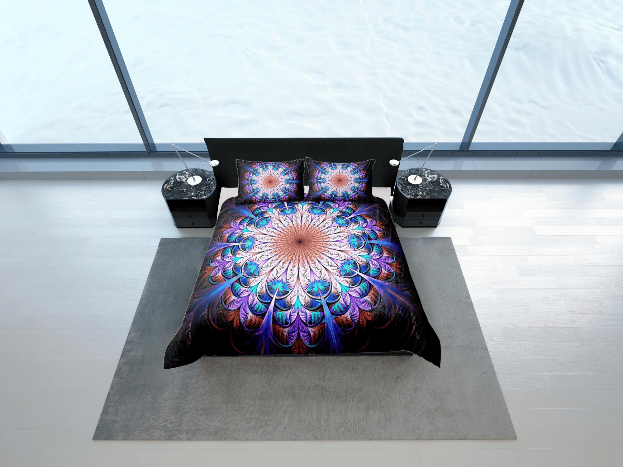 daintyduvet Psychedelic hippie mandala duvet cover boho bedding set full, queen, king, dorm bedding, aesthetic room indian bedspread maximalist decor