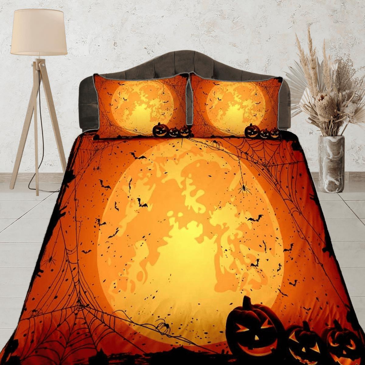 daintyduvet Pumpkin lantern moon halloween bedding & pillowcase, gothic duvet cover, dorm bedding, goth decor toddler bedding, halloween gift