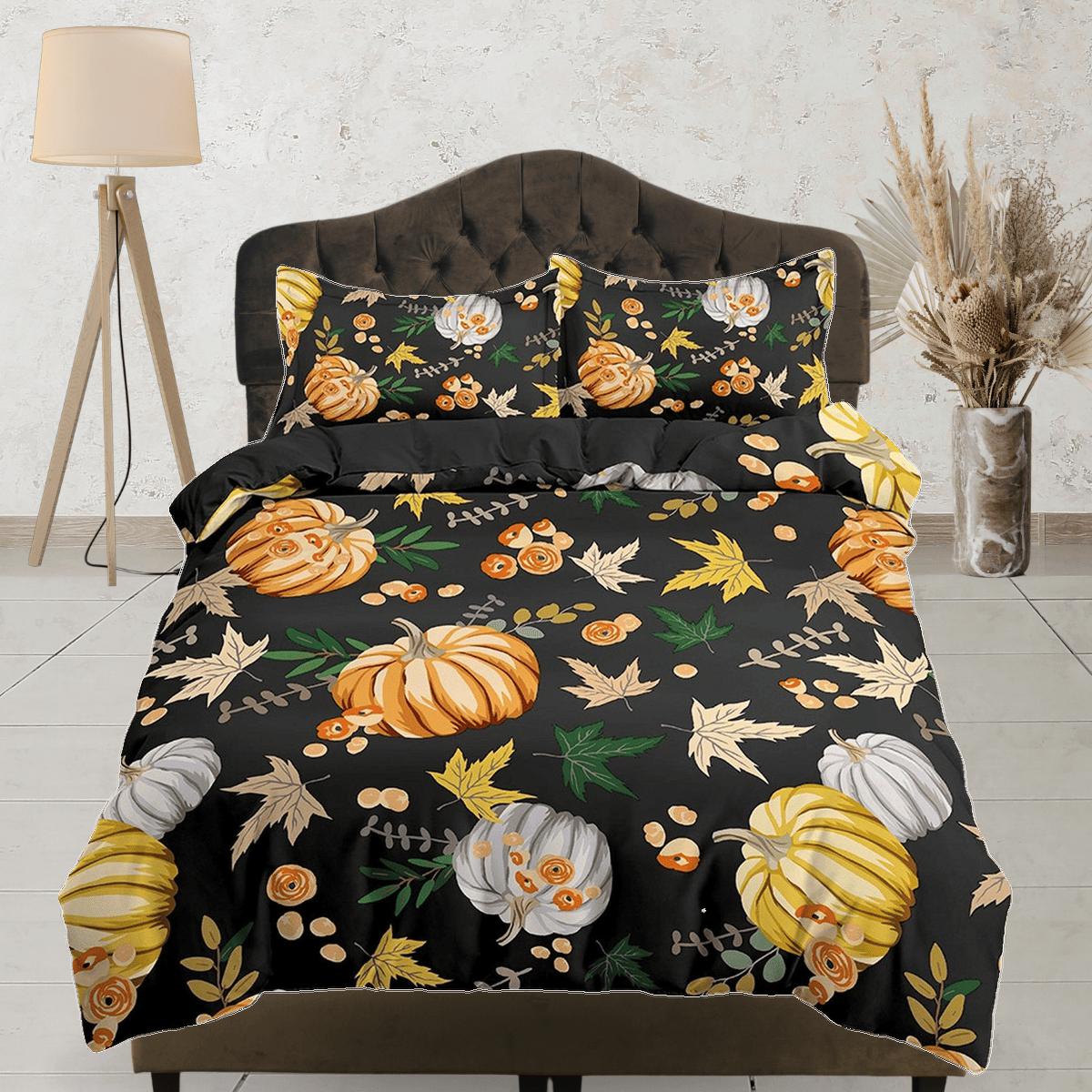 daintyduvet Pumpkin retro halloween bedding & pillowcase, autumn duvet cover set dorm bedding, halloween decor, nursery toddler bedding, halloween gift