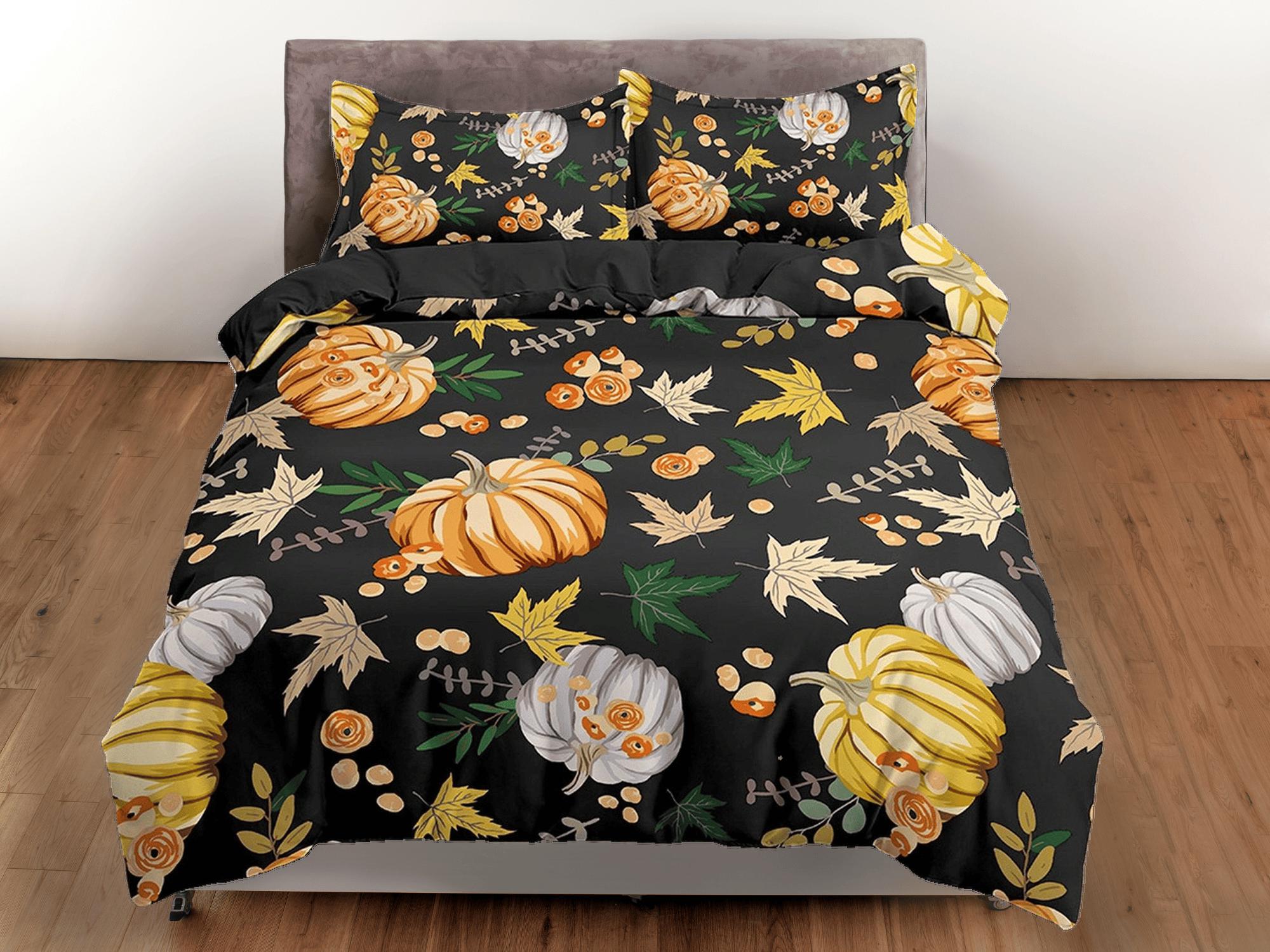 daintyduvet Pumpkin retro halloween bedding & pillowcase, autumn duvet cover set dorm bedding, halloween decor, nursery toddler bedding, halloween gift